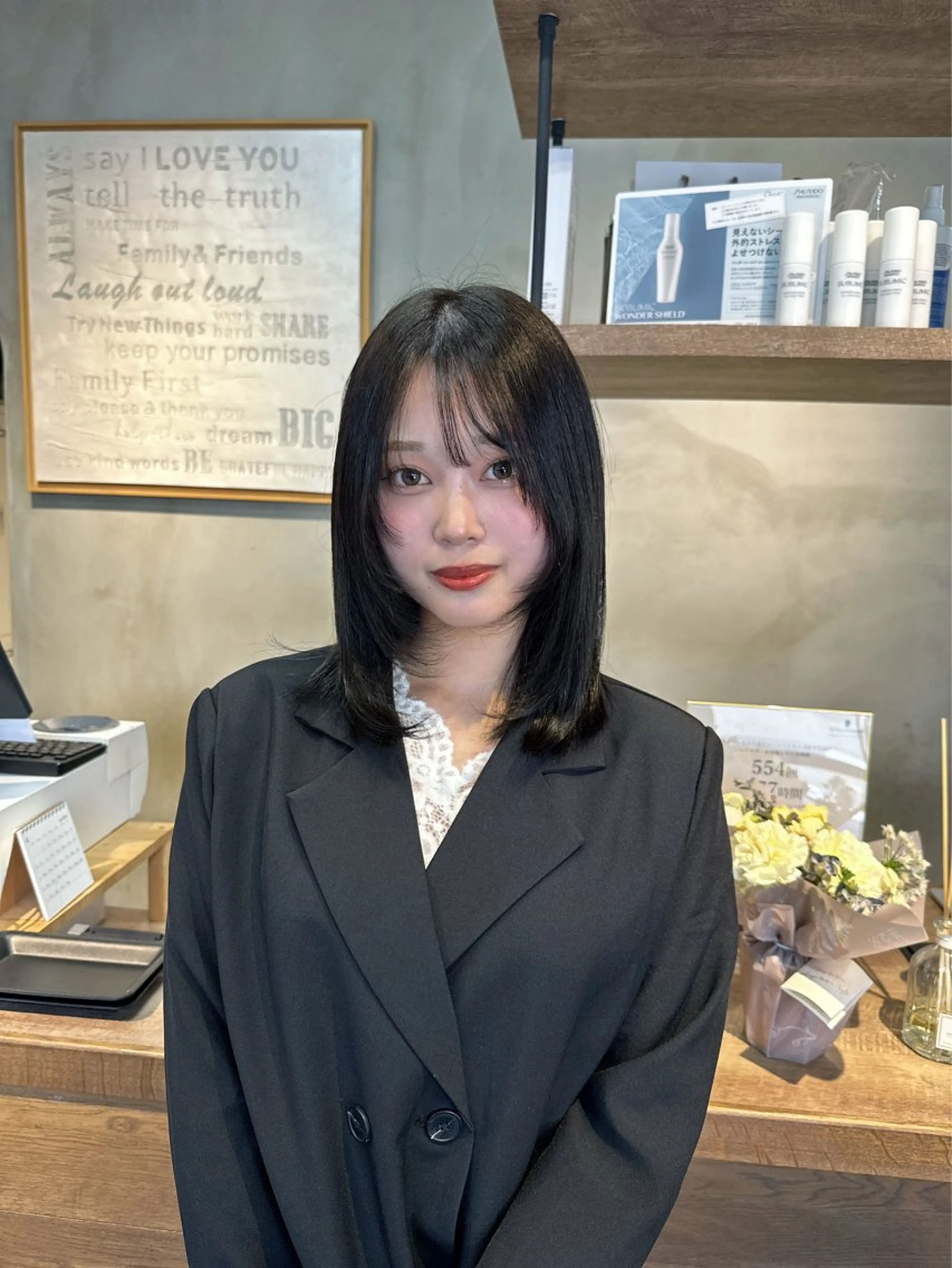 セミロング カラー パーマ ヘアアレンジ メンズ キッズ メンズウルフカット 顔まわりレイヤー 顔周りカット 髪質改善 レイヤーカット 🌈髪質改善TR 艶カラーユウダイ🌈のヘアスタイル