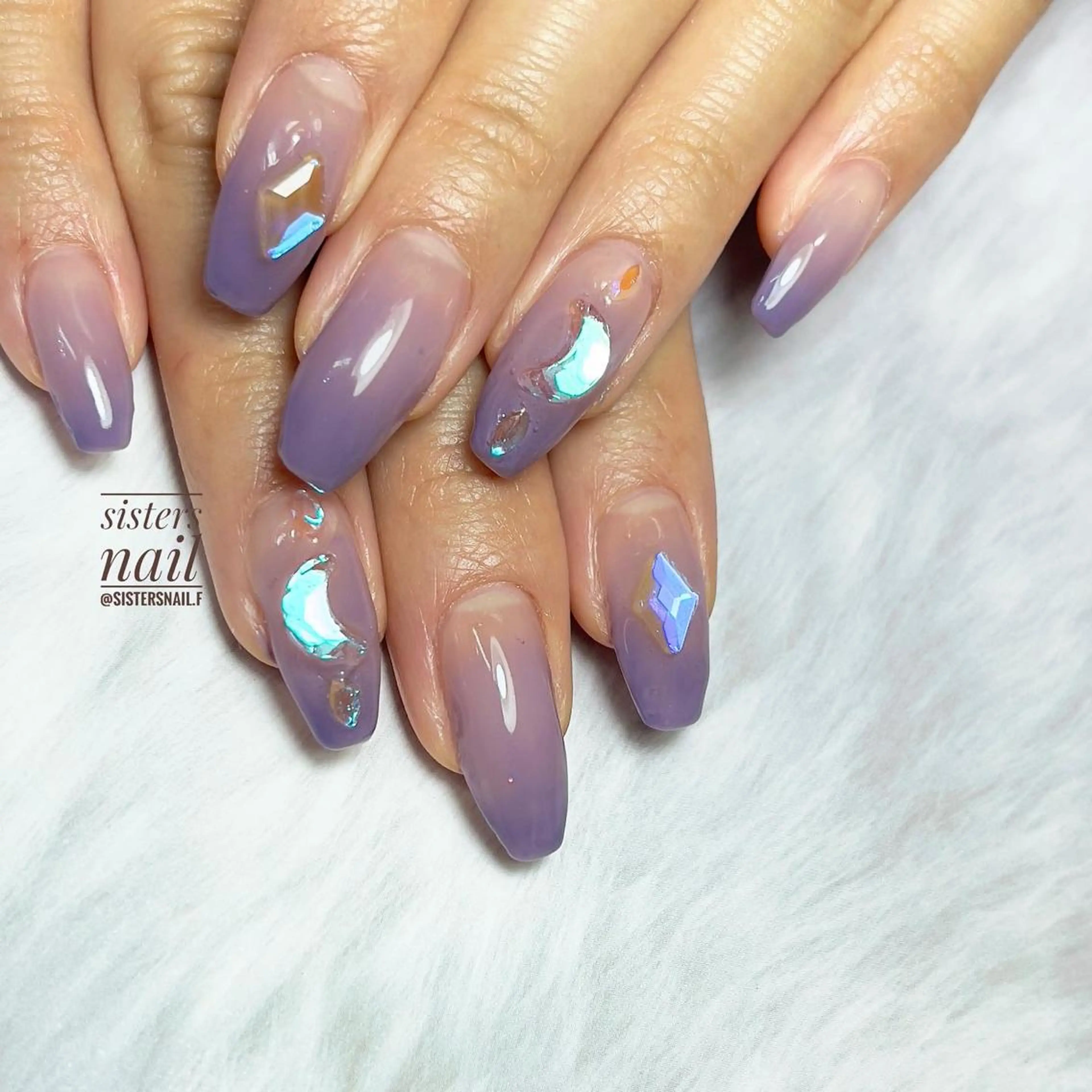 ネイル アートネイル グラデーション オフィスネイル パープル シンプルネイル sisters nail.fのネイルデザイン