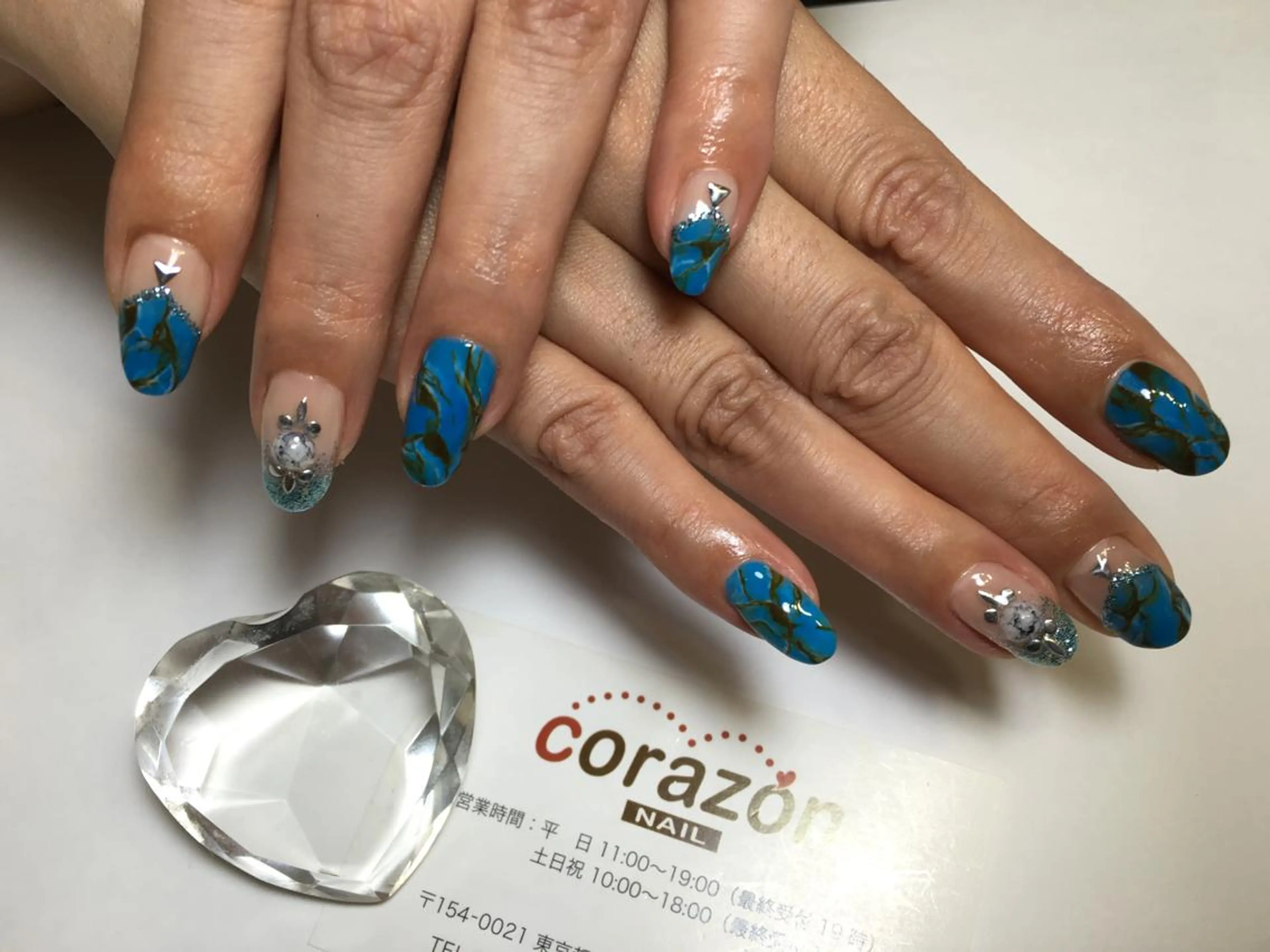 ネイル アートネイル ブルー corazon所属・ネイリスト aicoのネイルデザイン