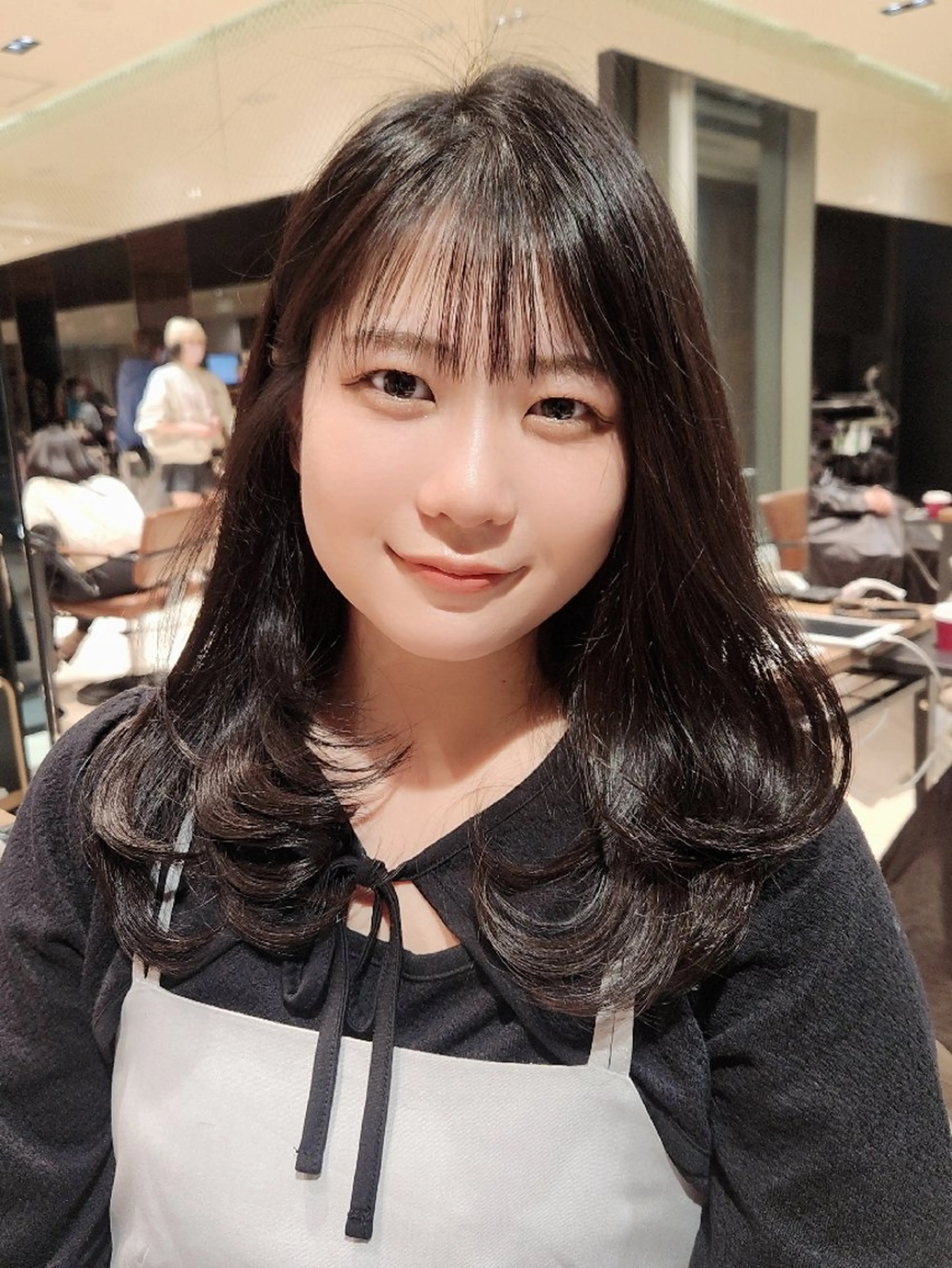 ミディアム レイヤーカット カット ヘアカラー トリートメント Nanako。/韓国 ヘア/顔周りカットのヘアスタイル