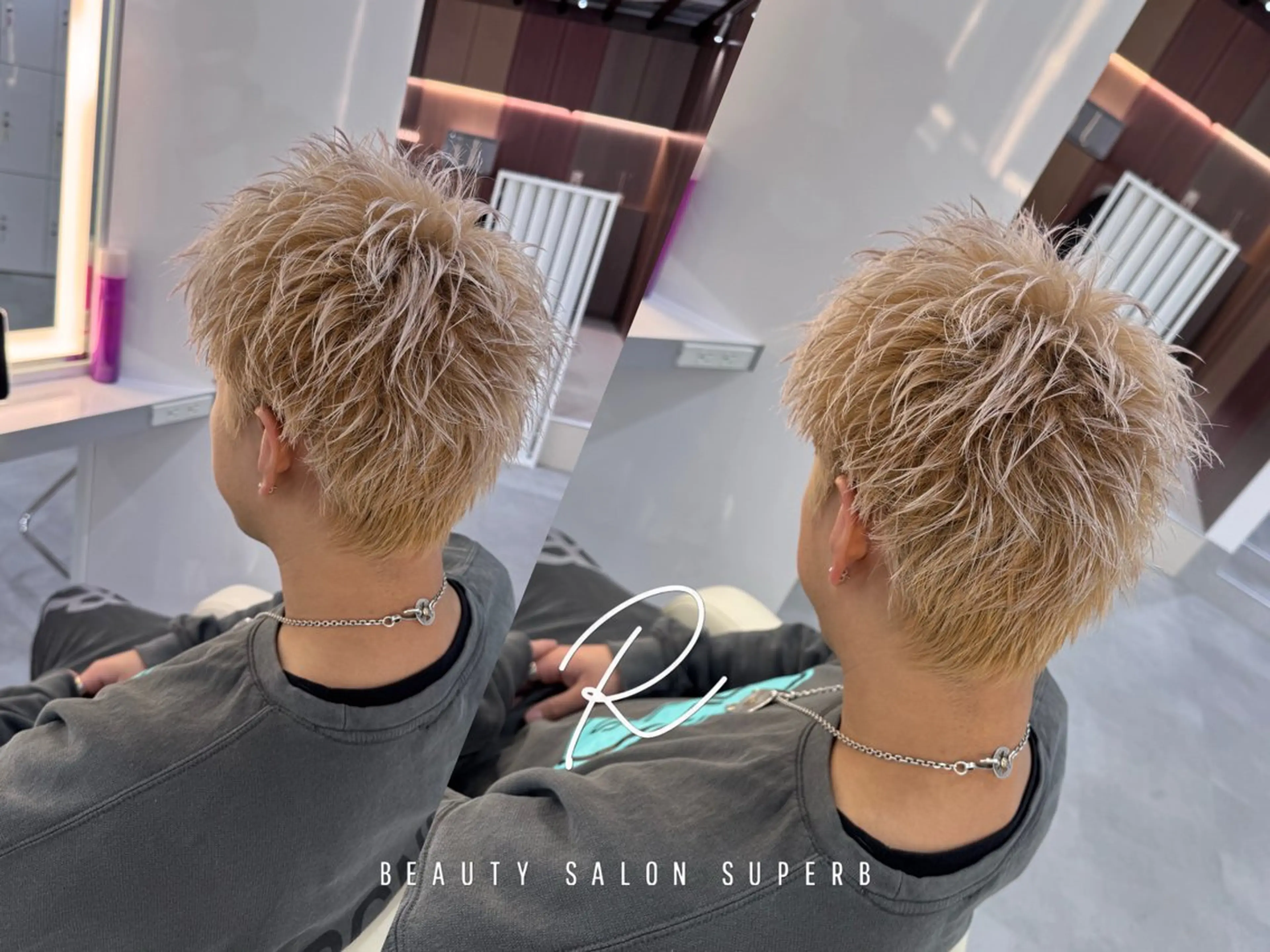 ショート カラー メンズ カット ヘアカラー R/🤎 パーマ＆ブリーチ🔥のヘアスタイル