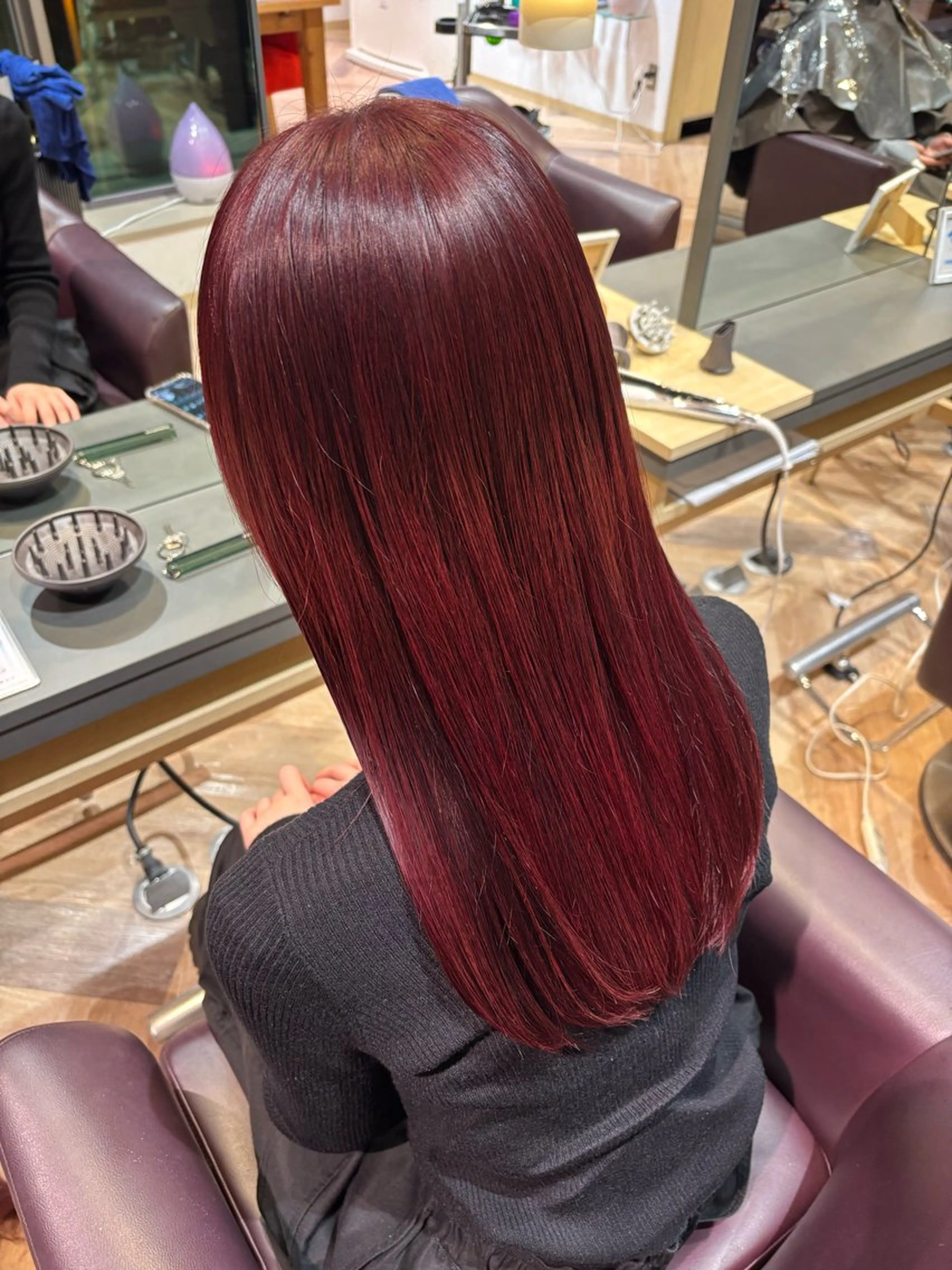 ロング カラー レッドカラー カット ヘアカラー ゆい/パーマ/レイヤ ー/似合わせカラーのヘアスタイル