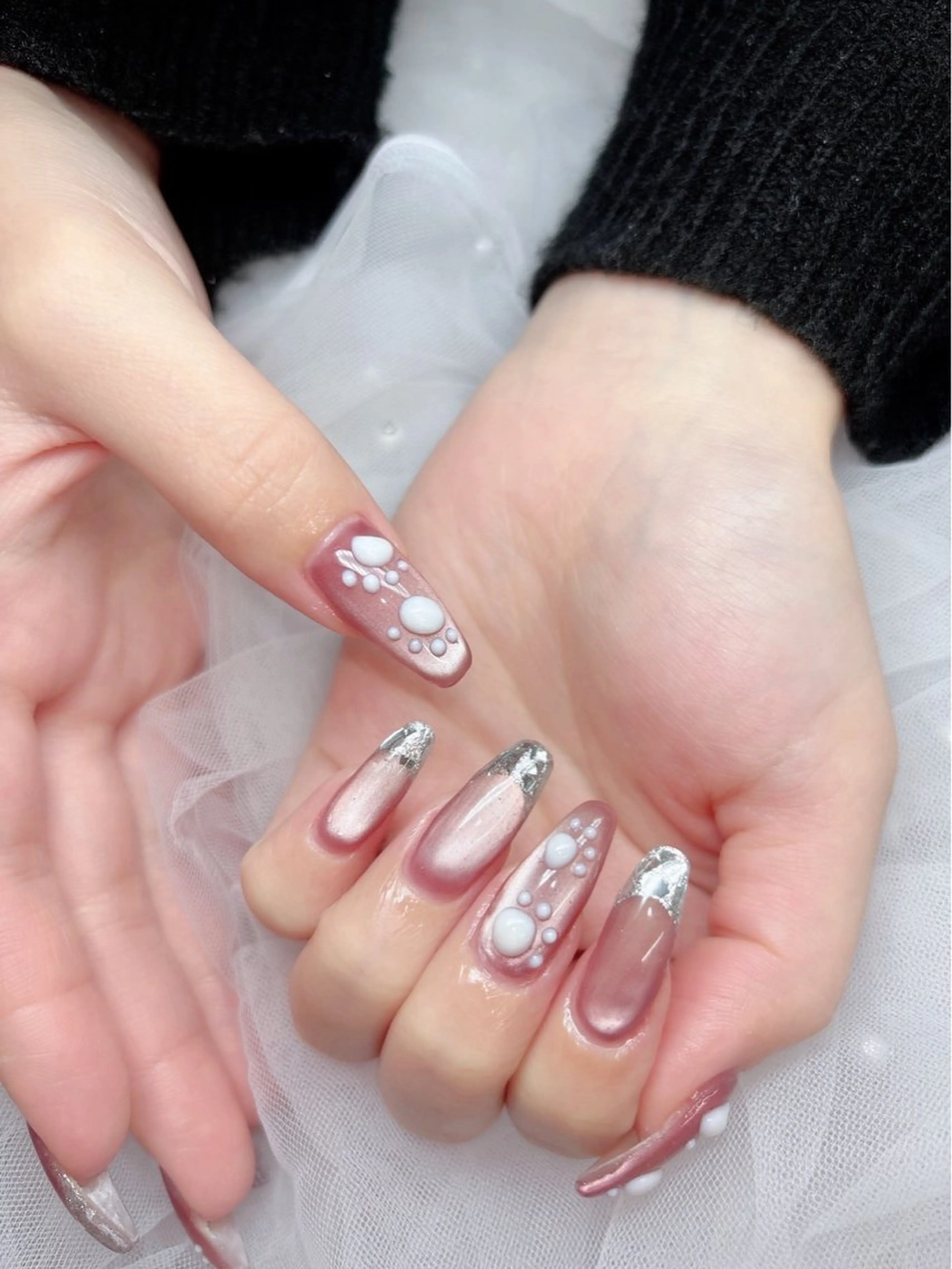 ネイル アートネイル フレンチネイル ガラスフレンチ 持ち込み ハンドネイル ハンドケア 心斎橋Salon Epokkuのネイルデザイン