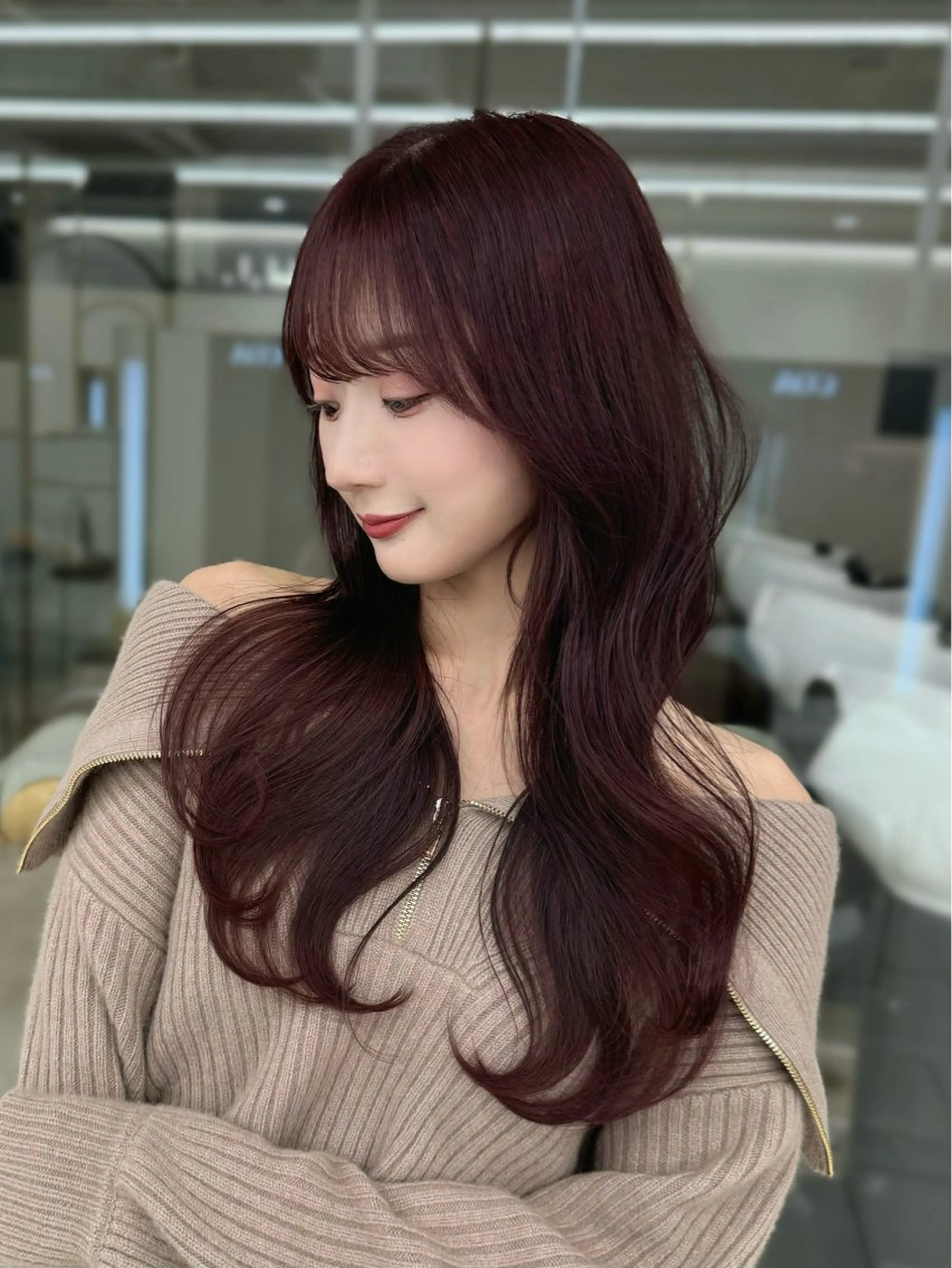 セミロング カラー カット ヘアカラー トリートメント COA GINZA 空也/前髪/顔まわりのヘアスタイル