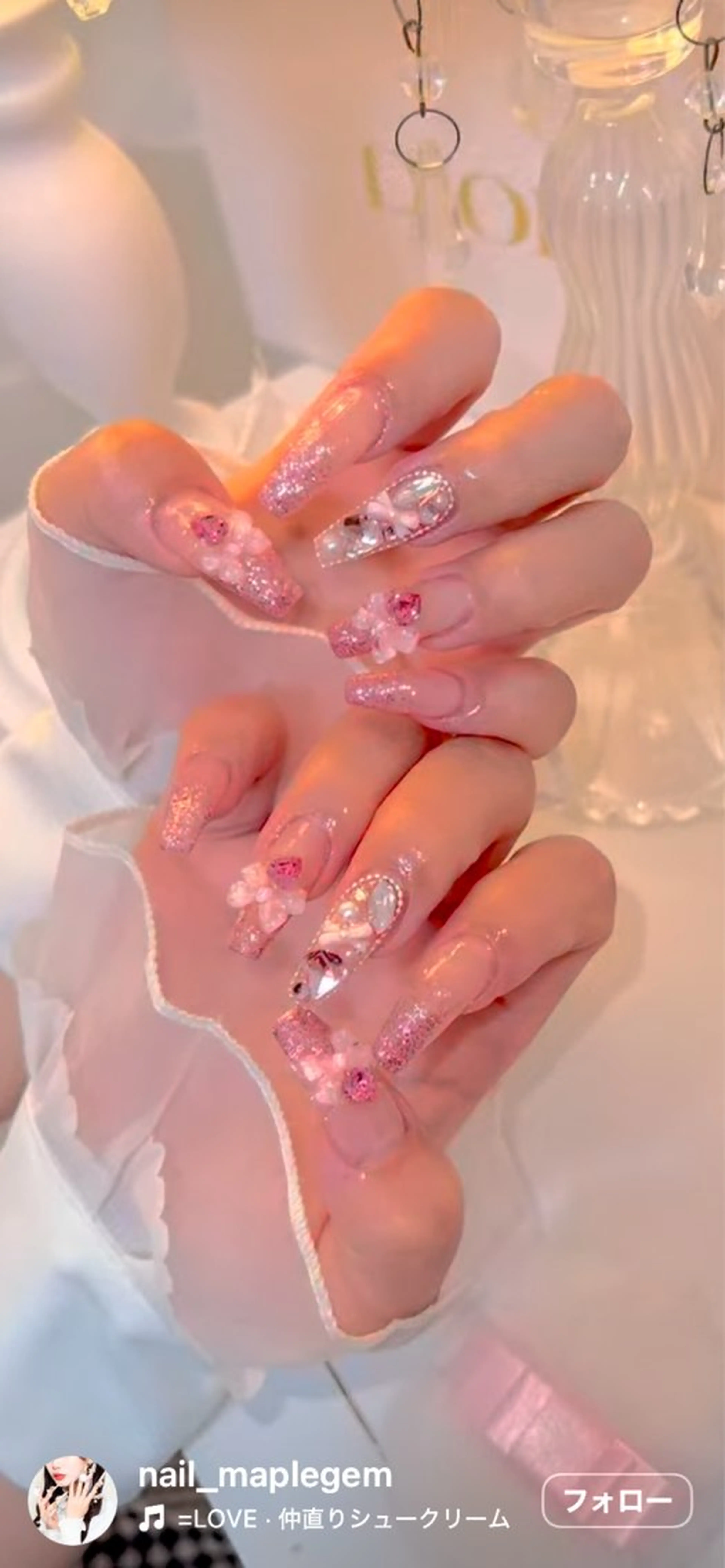 ネイル 長さ出し グラデーション 卒業式 キラキラネイル マグネットネイル Lee Nails チップ長さだし専門店のネイルデザイン