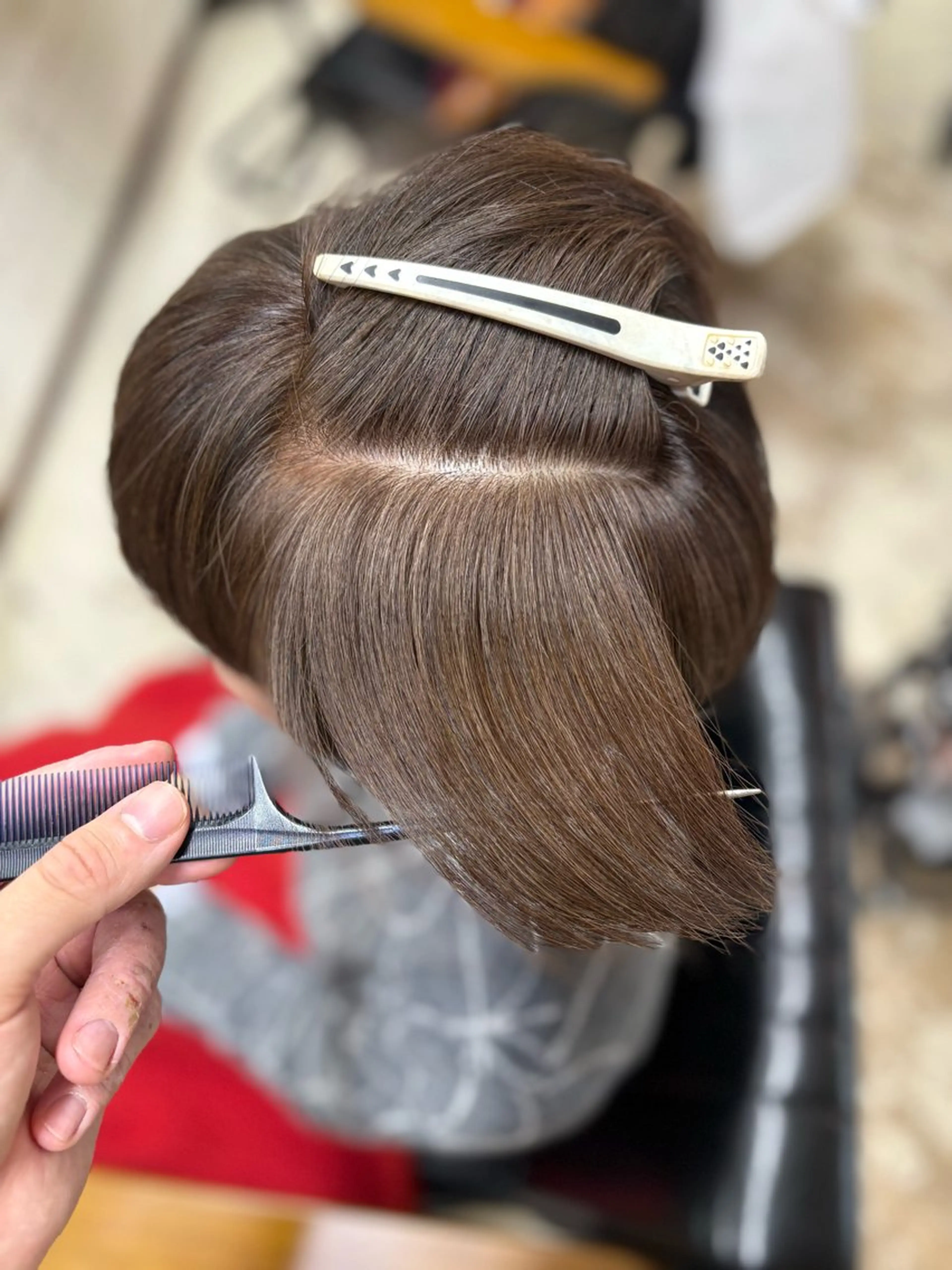 セミロング カラー 白髪ボカシカラー /骨格に合わせカットのヘアスタイル