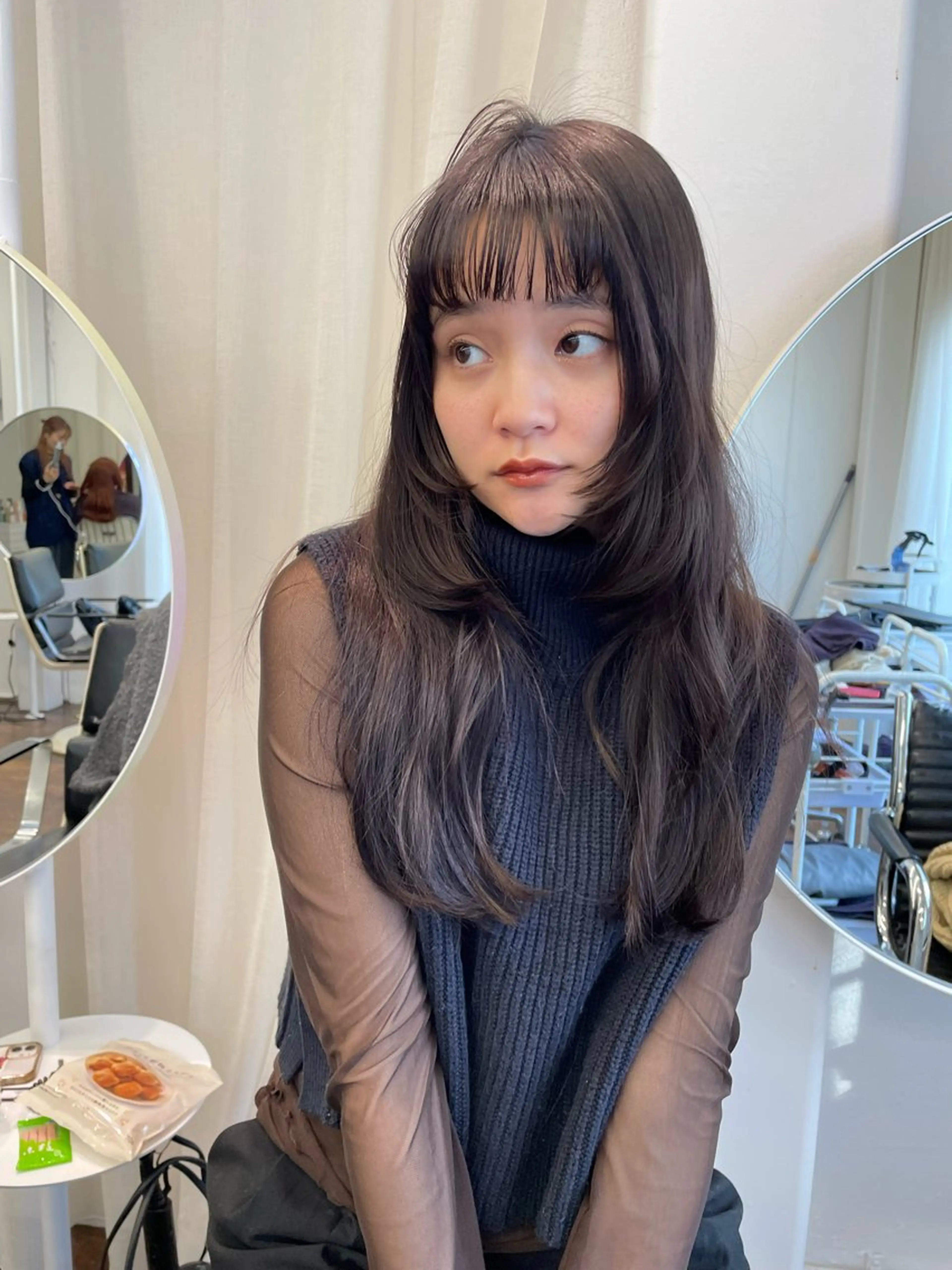 ロング カラー 顔周りカット 姫カット 小顔カット カット ヘアカラー トリートメント レイヤーカット🎀 kanaのヘアスタイル