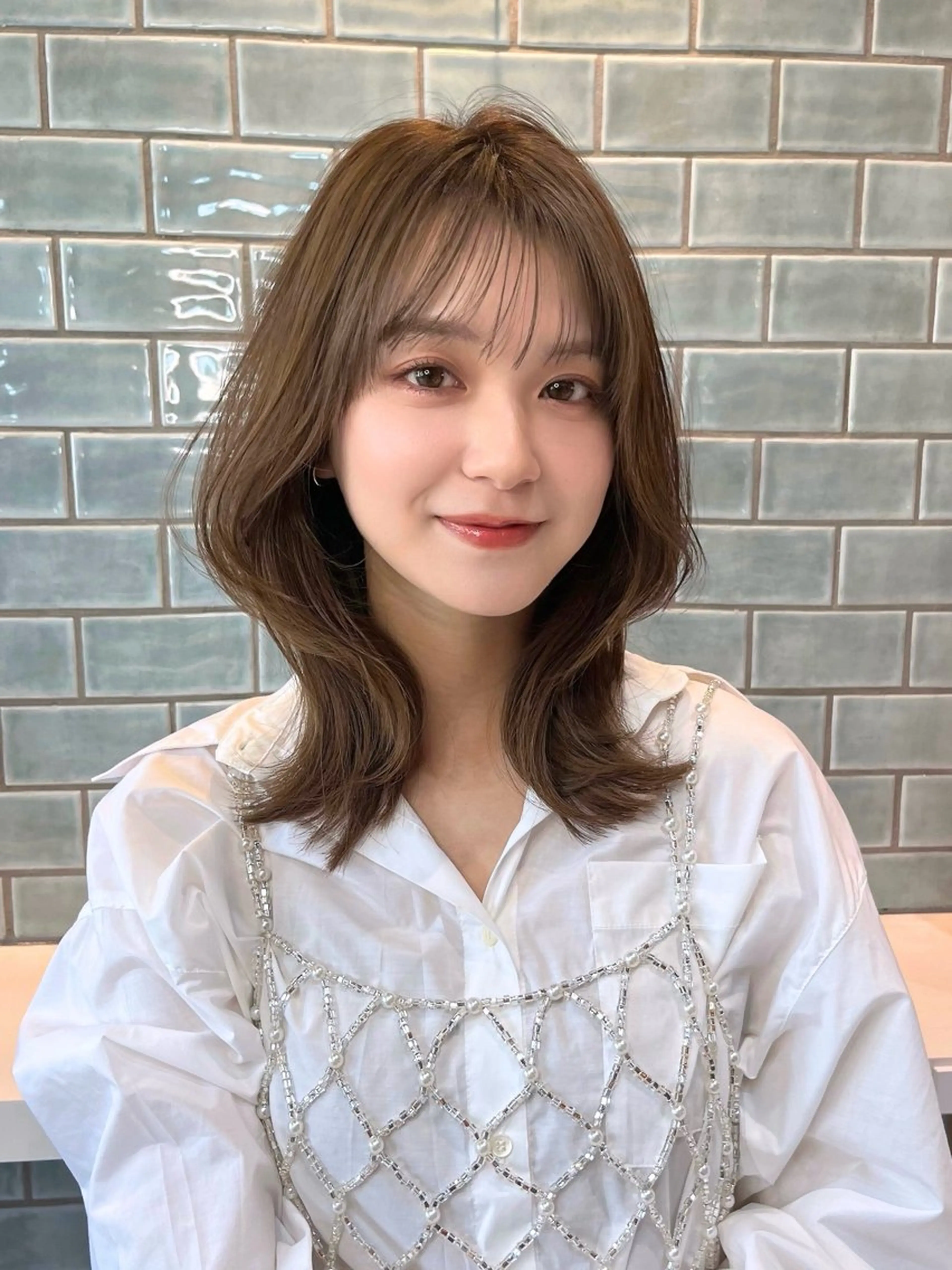 ミディアム カット ヘアカラー トリートメント 🩵LondBOY 韓国/ボブ/レイヤーのヘアスタイル