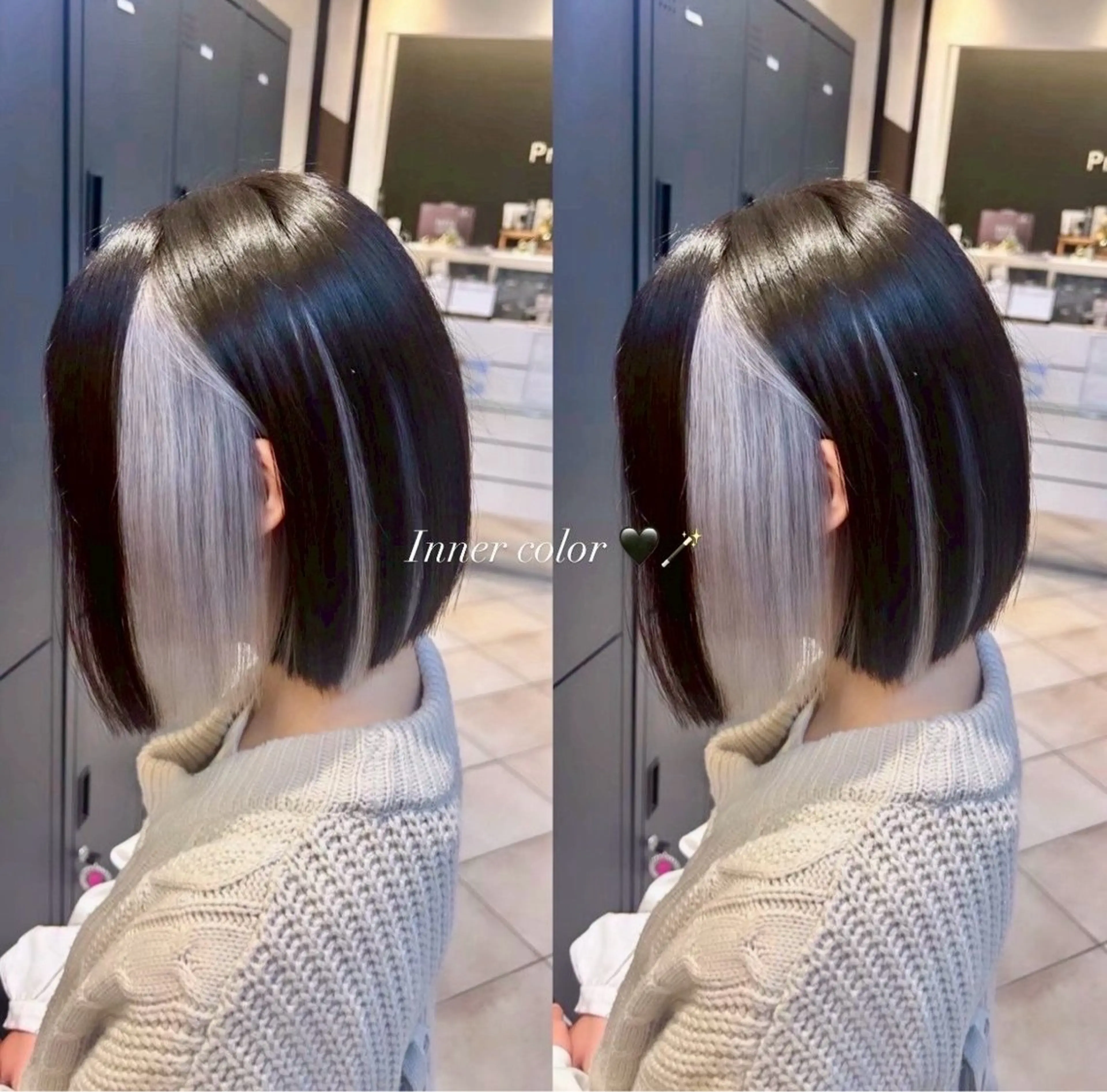 ミディアム ワンレンボブ ショートボブ ボブ 顔まわりレイヤー 顔周りカット ヘアカラー 🥀髪質改善カラー/ 縮毛矯正🥀ユイキのヘアスタイル