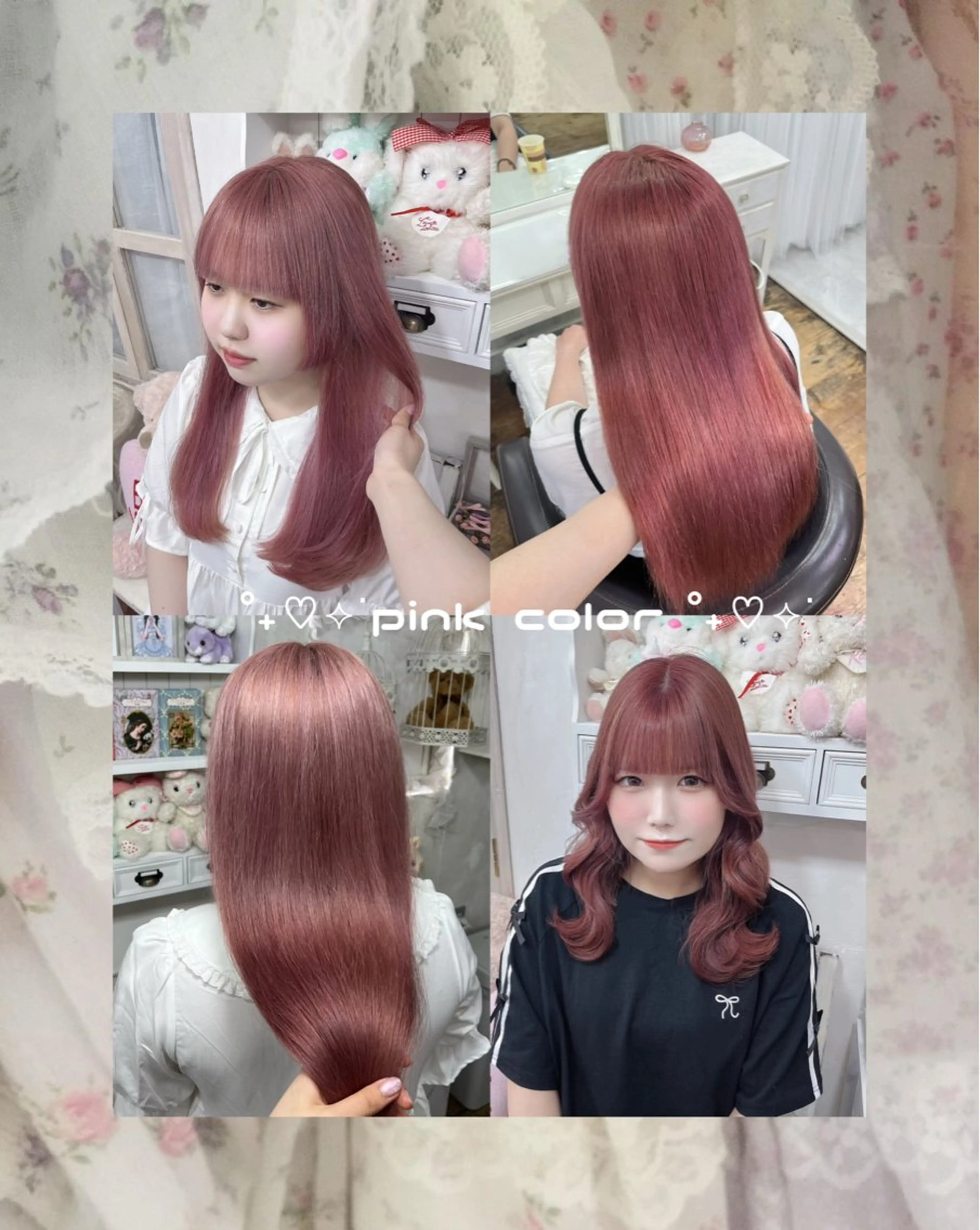 ロング カラー ブリーチ ピンクカラー カット ヘアカラー トリートメント ハイトーン/アレンジ かなで⊹ ࣪ ˖⟡のヘアスタイル