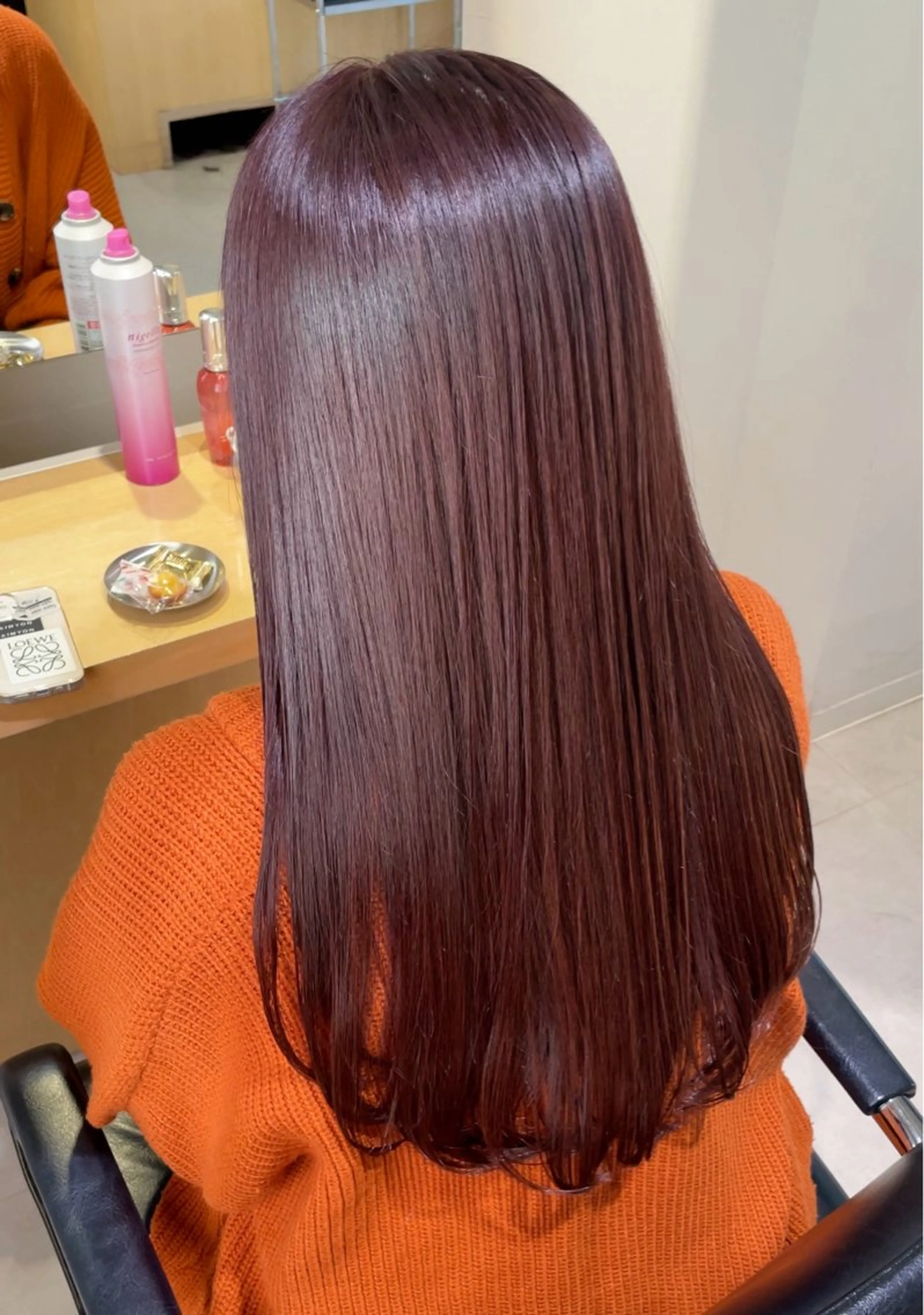 ロング カラー ブリーチ カシス ブリーチなしカラー ピンクカラー YURI 🎀🫧のヘアスタイル