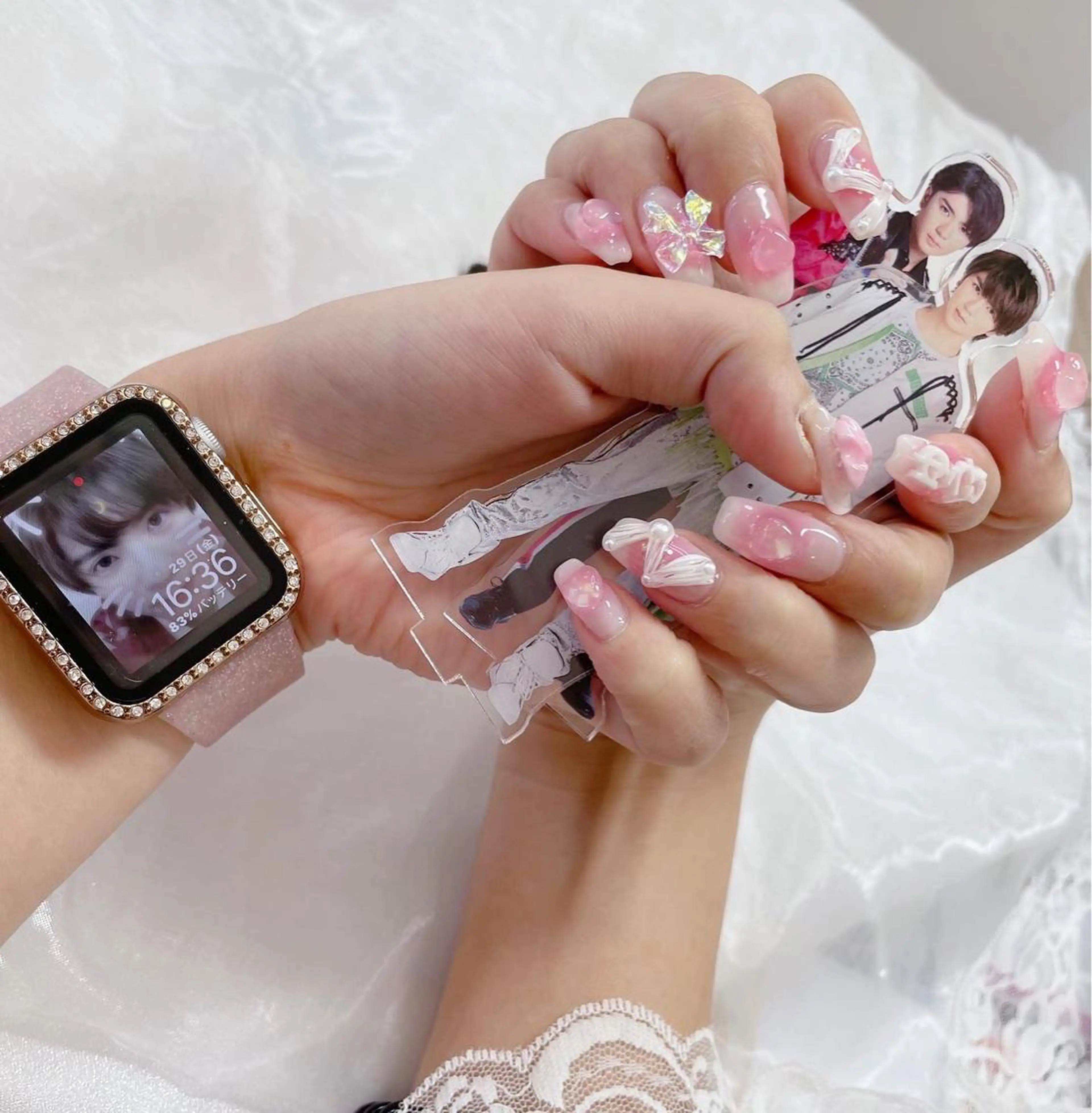 ネイル アートネイル ハート リボン La neige* yuki 🥯🍑のネイルデザイン