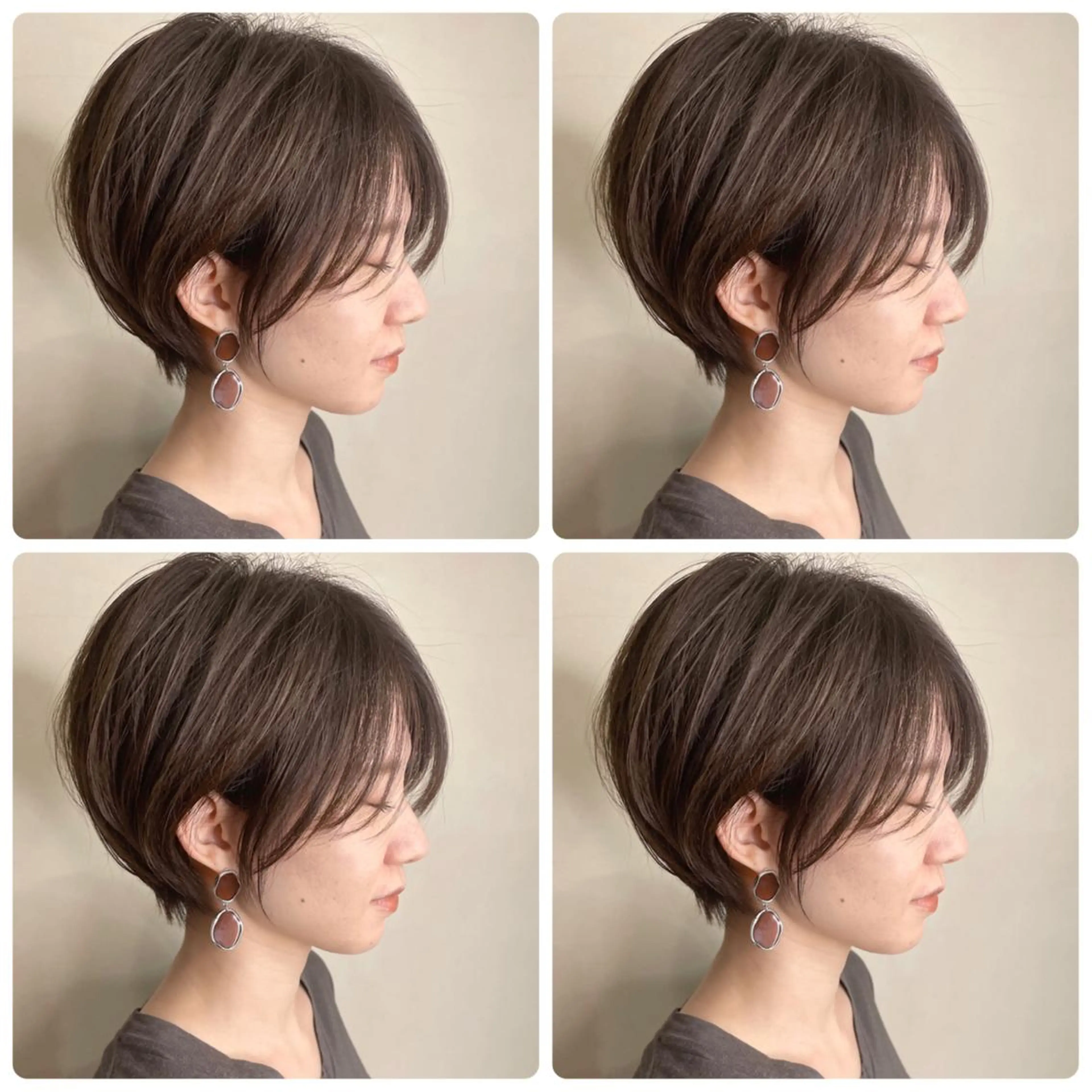 ショート カラー ショートボブ ハンサムショート 丸みショート デザインカラー ハイライトカラー カット ヘアカラー 京都大人女性ショート 徒歩1分/秋山のヘアスタイル