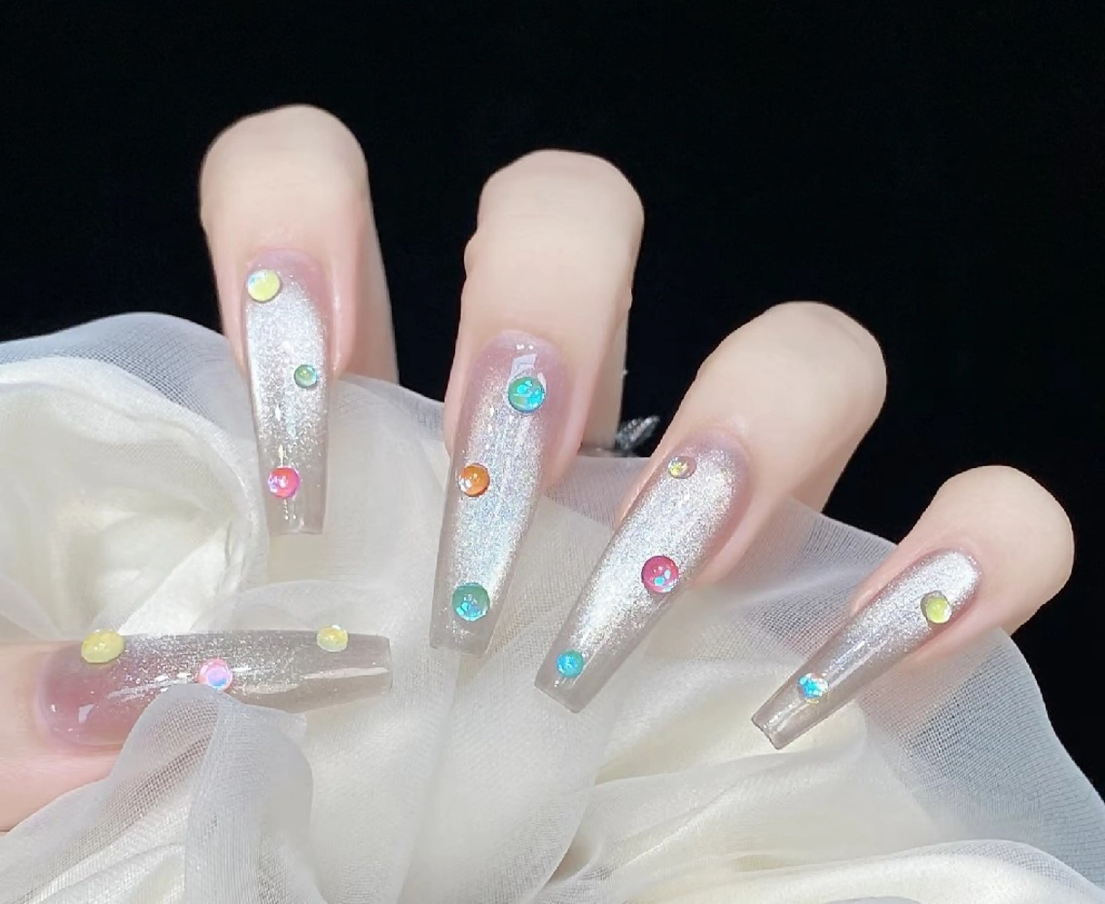 【平日限定】🟢チップ長さだし＋持ち込みデザイン(🔅デザイン、パーツ8本ok)土日祝14980➡️平日13980の写真