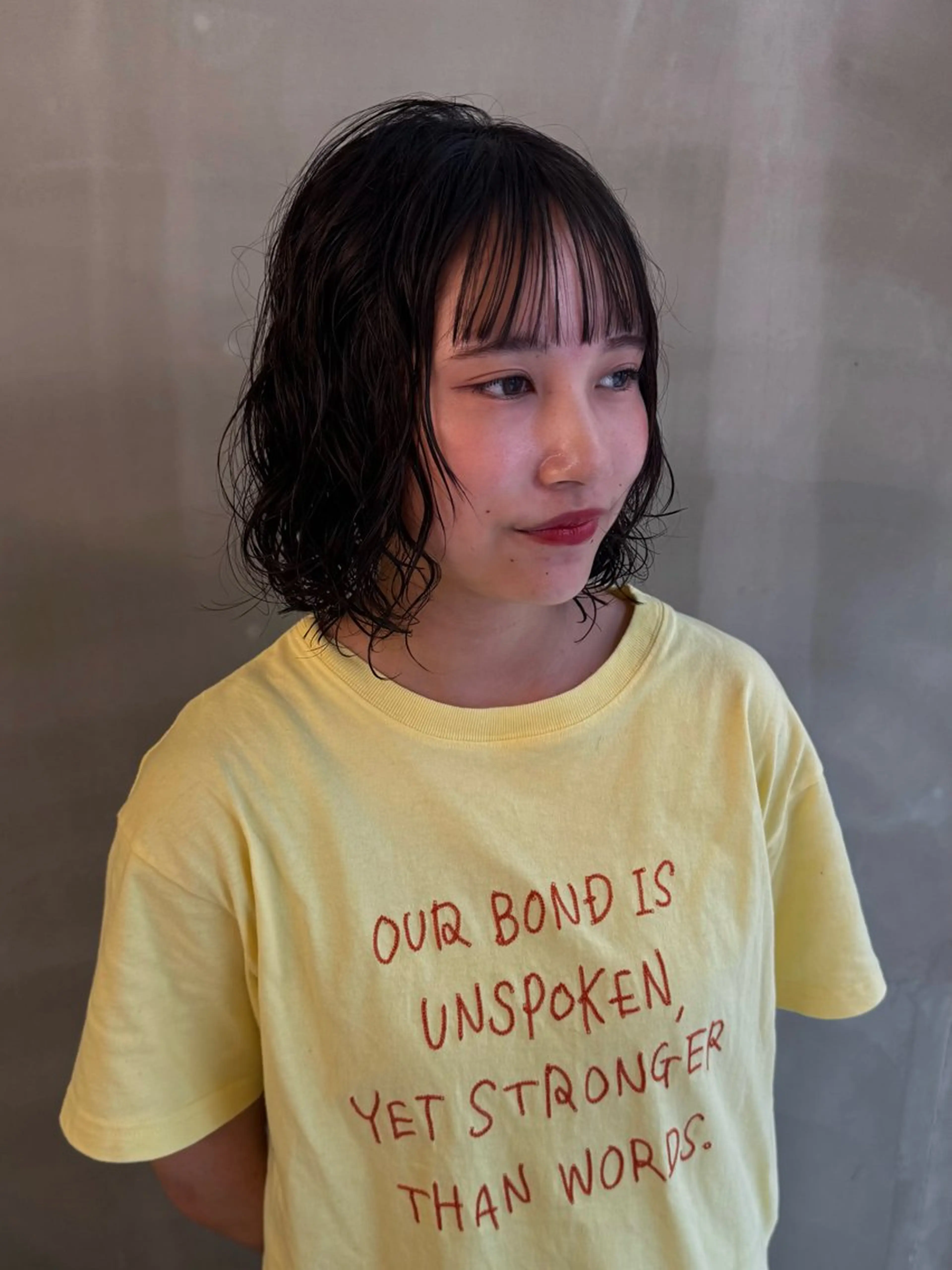 ミディアム カラー パーマ ミディアムパーマ ニュアンスパーマ カット パーマ cache horie所属・ミワ ハナのヘアスタイル