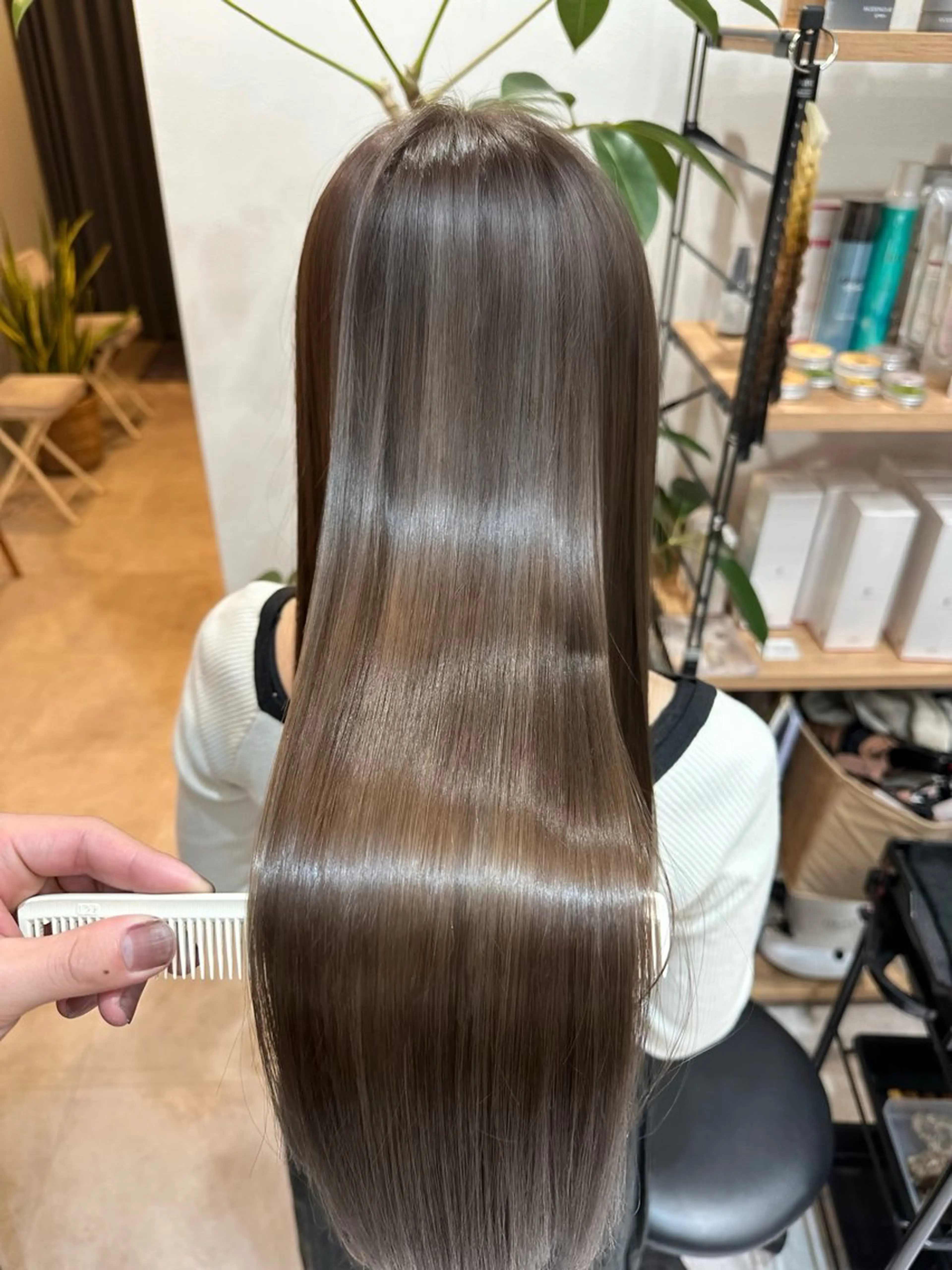 セミロング 髪質改善 ヘアカラー トリートメント ✨透明感カラー 恵比寿HAYATO✨のヘアスタイル