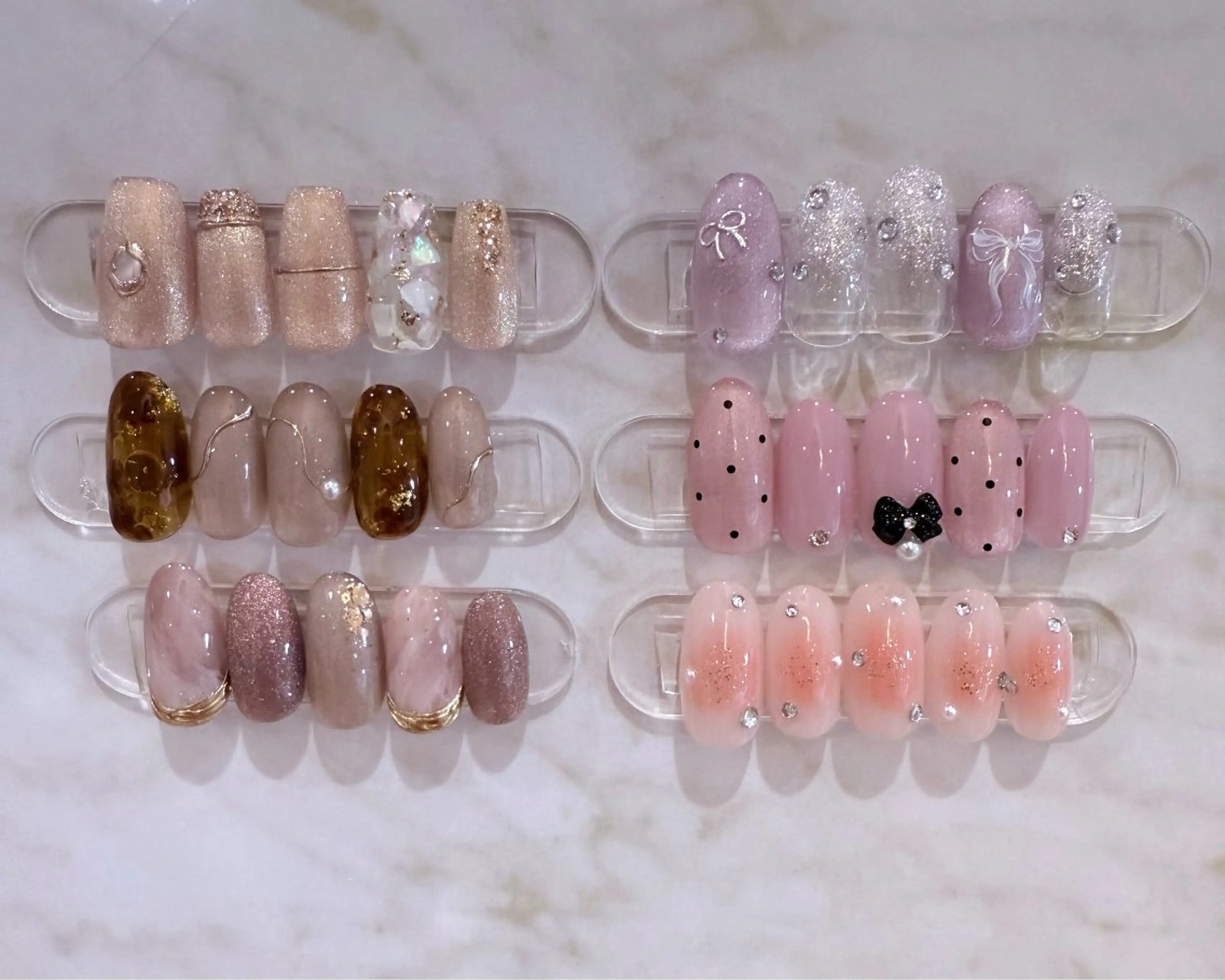 ネイル べっ甲ネイル ニュアンスネイル リボン ワンホンネイル Nail salon アトリエジョワ　金山のネイルデザイン