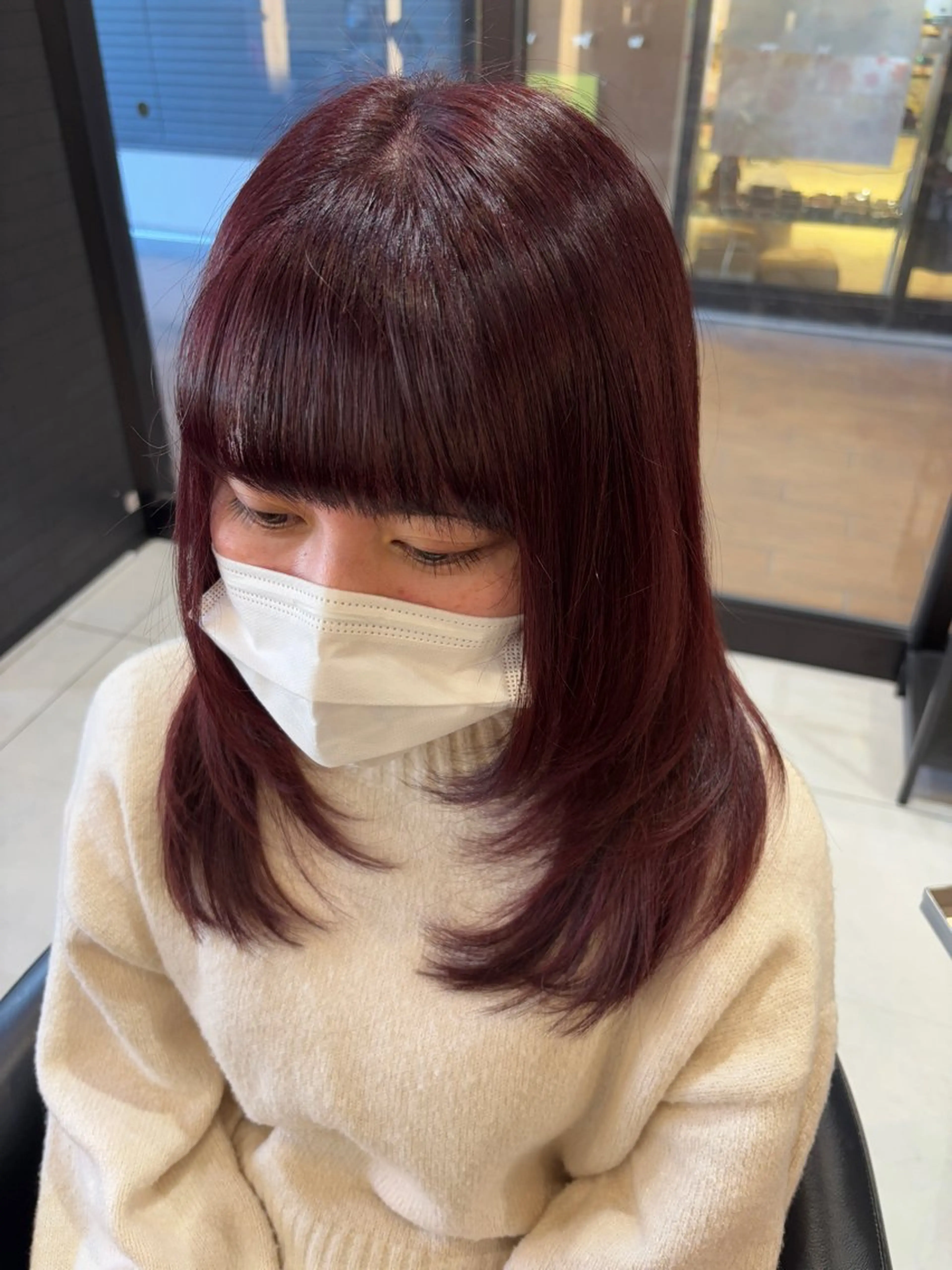 セミロング カラー レイヤーカット カット ヘアカラー トリートメント ブリーチ/ヘアケア/ 艶髪/イギチハルのヘアスタイル