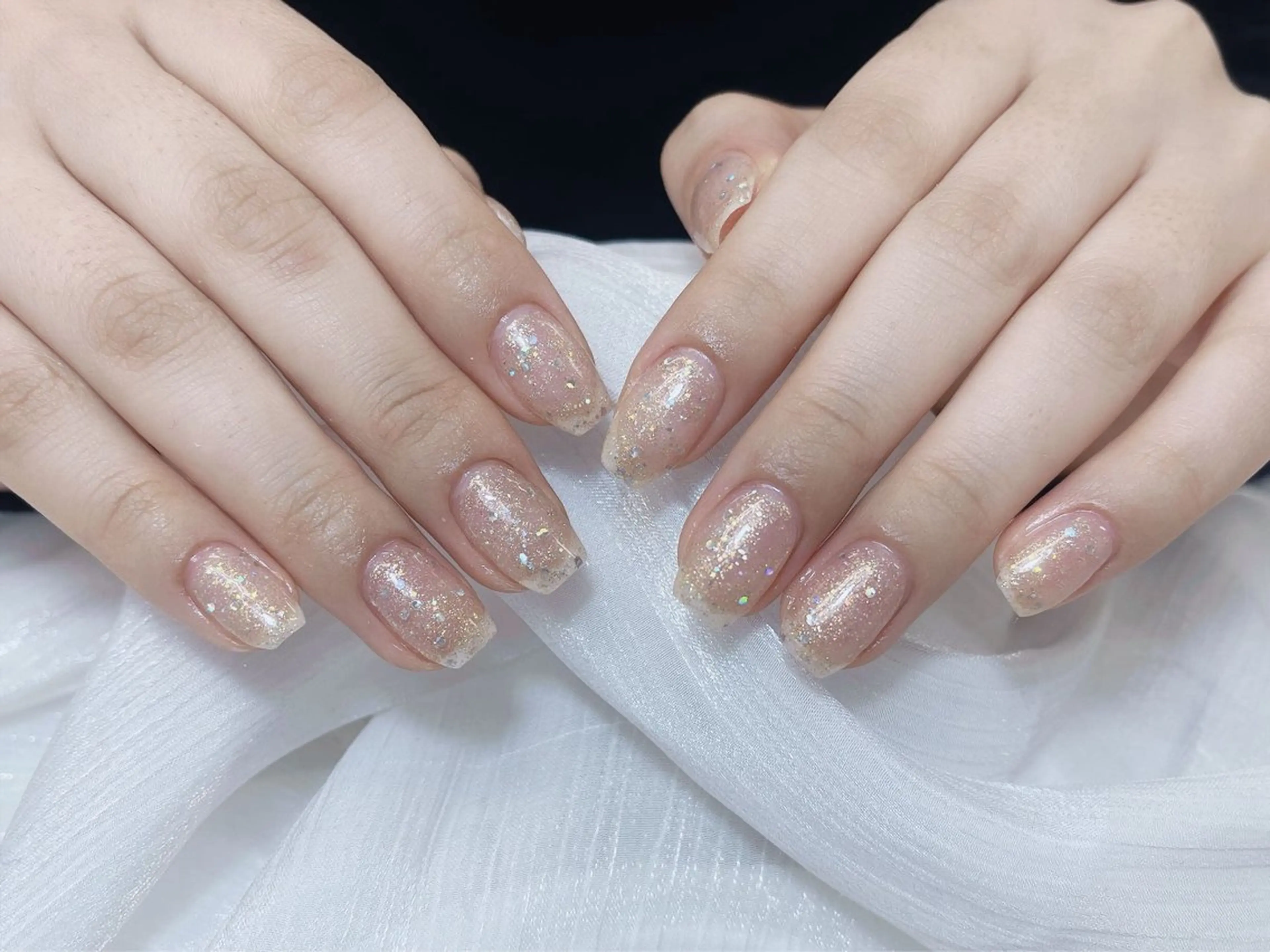 ネイル チークネイル 成人式 フレンチネイル グラデーション 氷ネイル・うるうるネイル ハンドネイル DUO MI所属・キ キnailのネイルデザイン