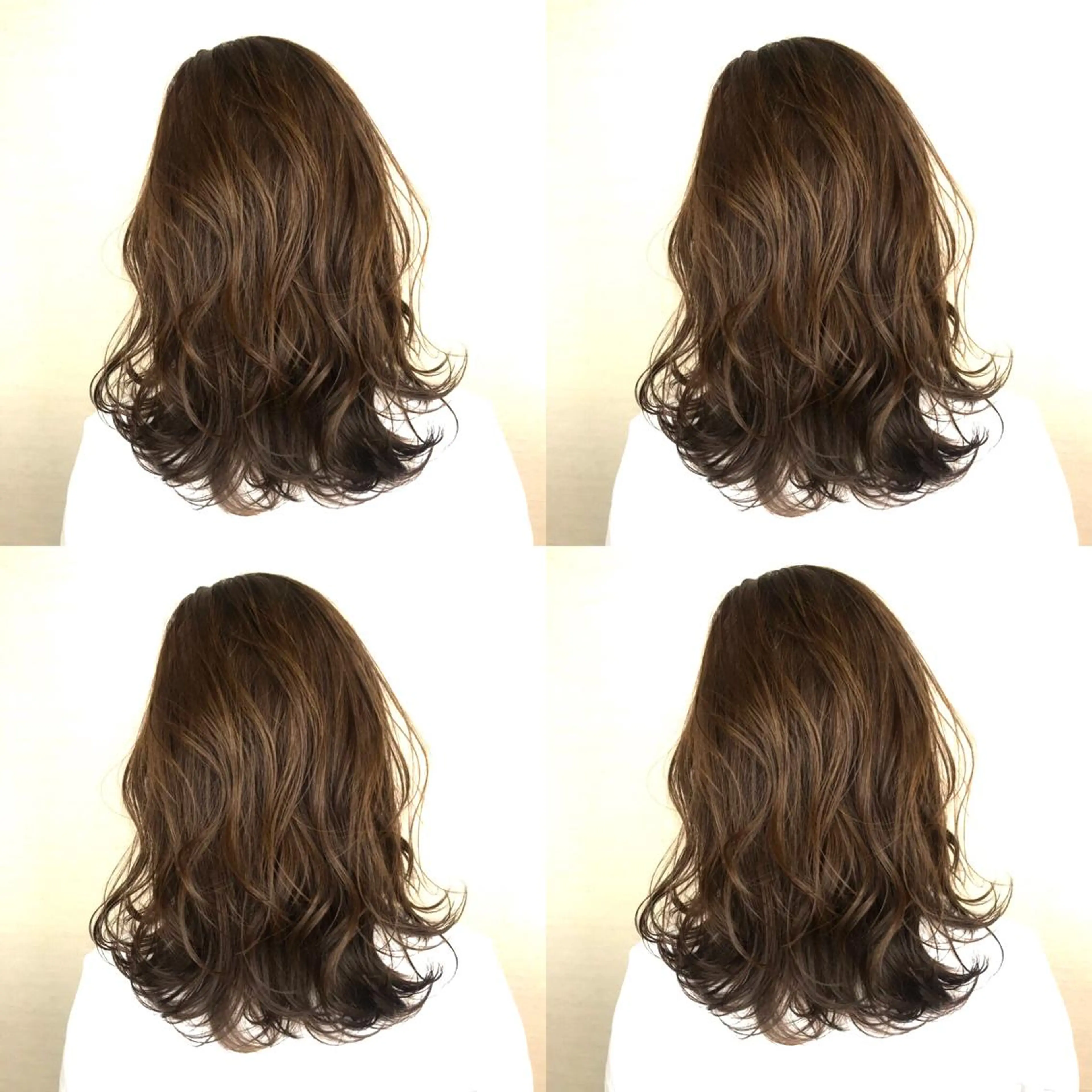 ミディアム カラー ベージュカラー 韓国レイヤーカット/ ダブルカラーのヘアスタイル