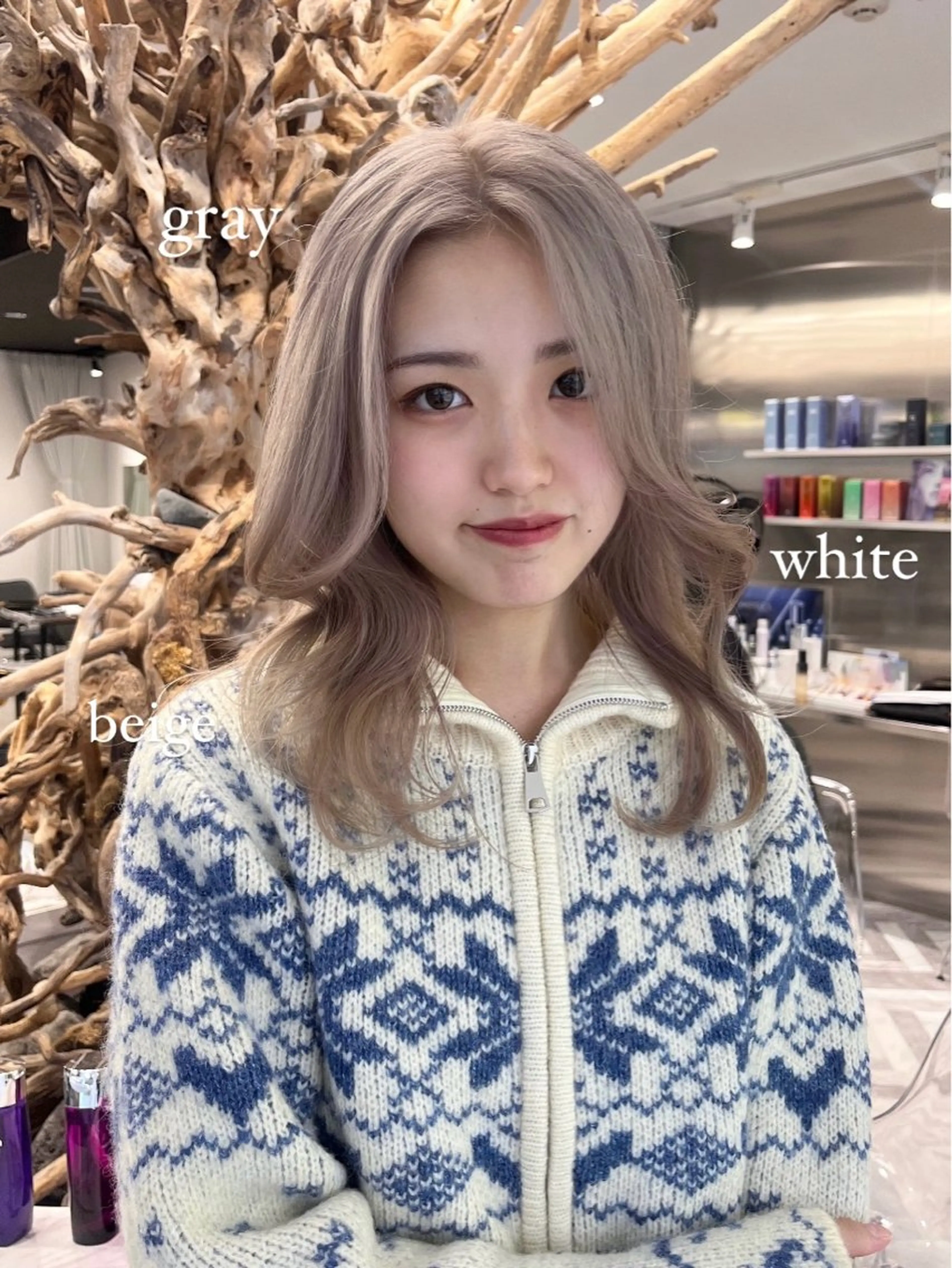 セミロング カラー ベージュカラー ブリーチ 抜きっぱなしブロンド ブロンド 透明感カラー ヘアカラー mai🤍縮毛酸性ス トレート/アイリストのヘアスタイル