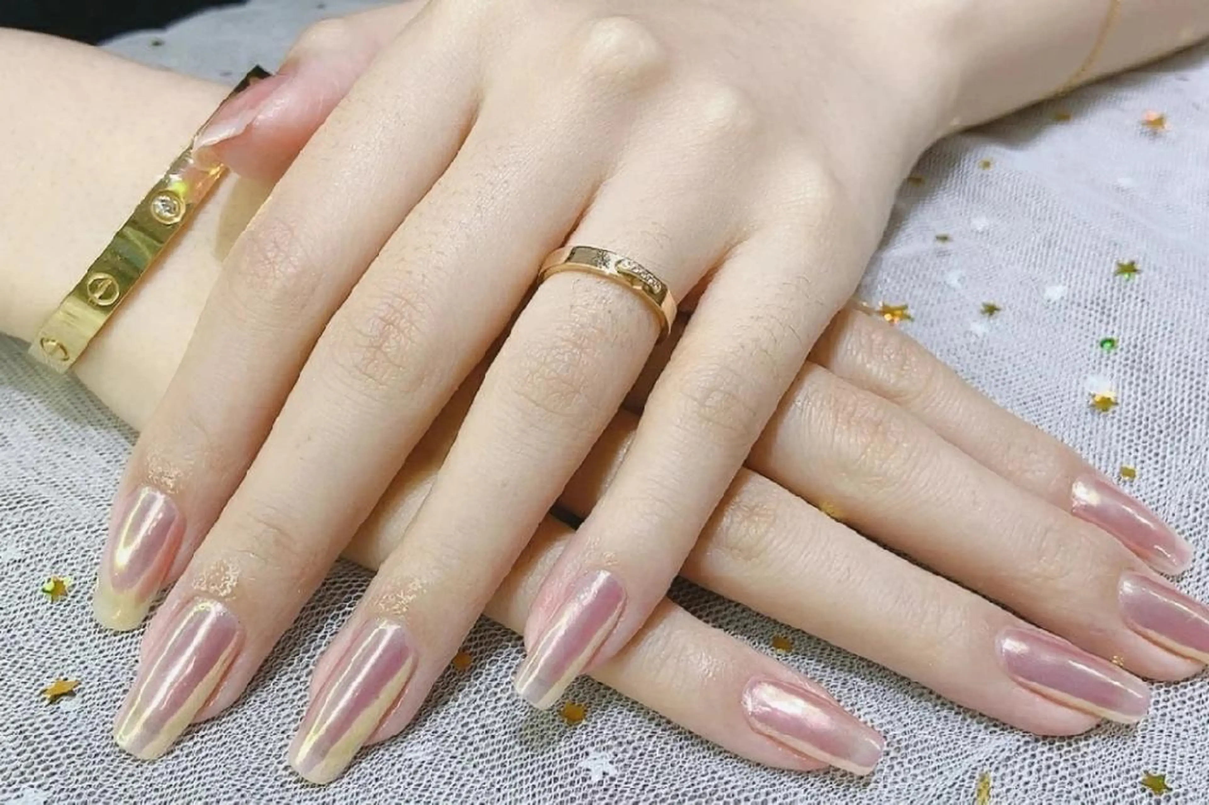 セミロング ネイル ハンドネイル ネイリストゆか💅 長さだし、深爪矯正のネイルデザイン
