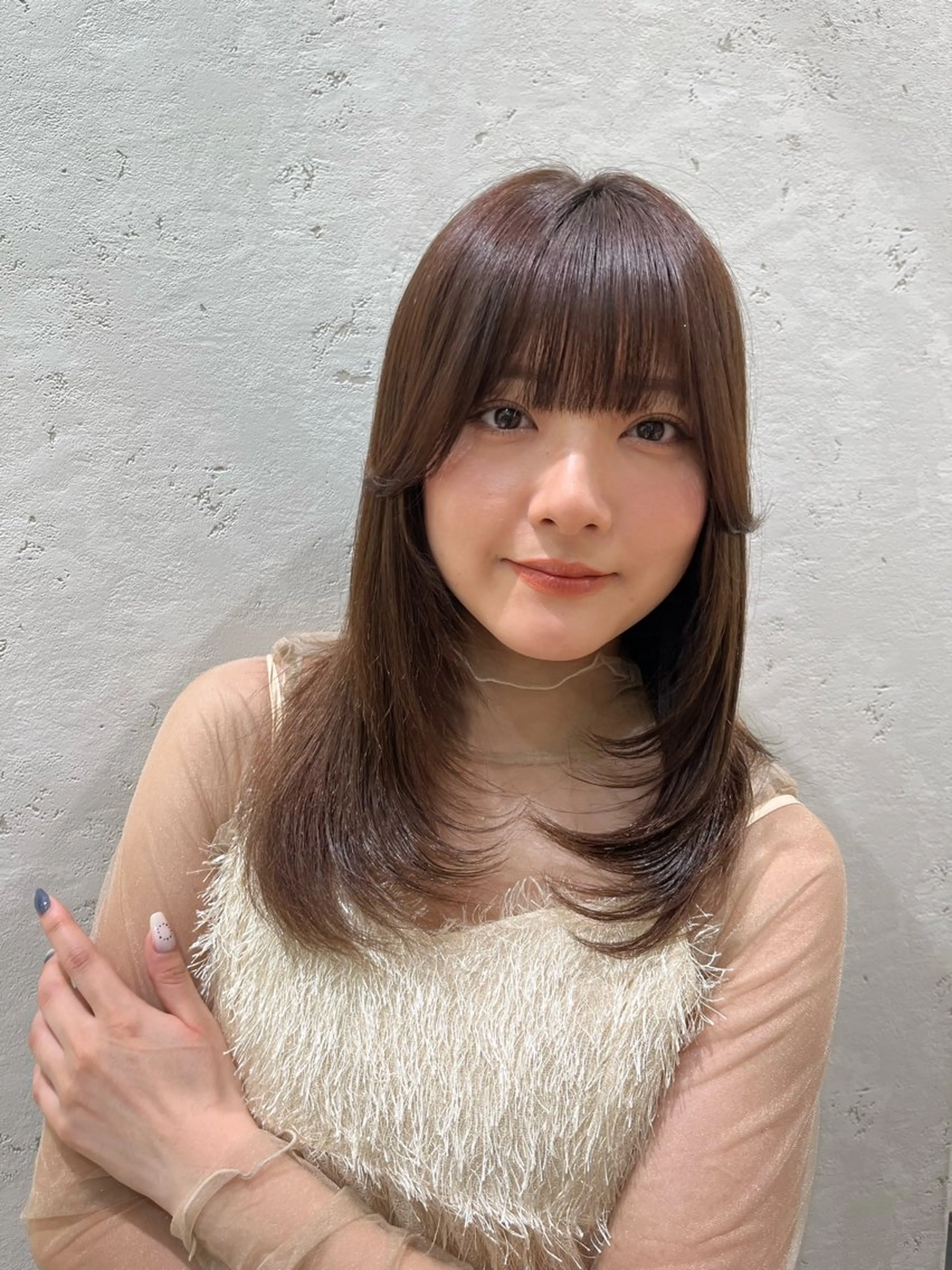 セミロング ♥️透明感×抜け感 ベージュ/佑珠♥️のヘアスタイル