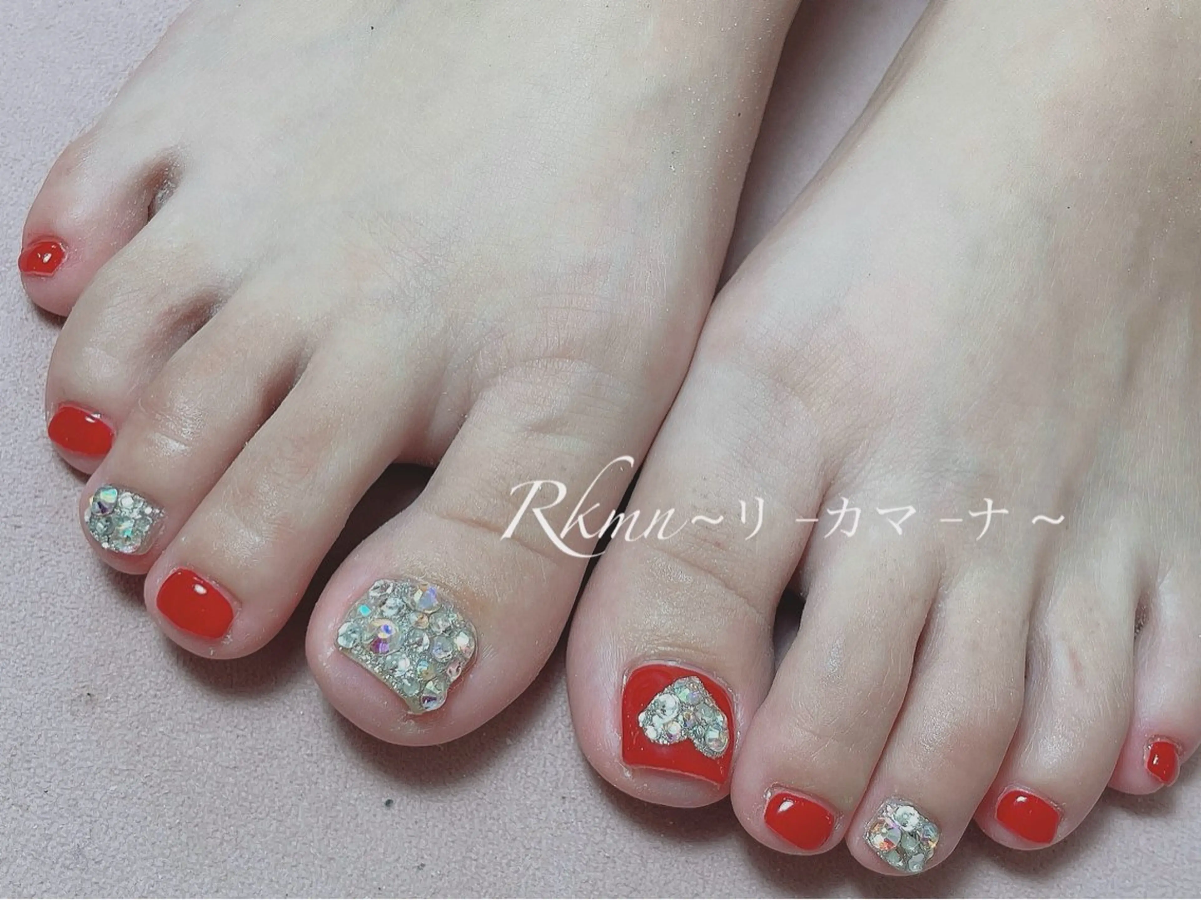 ネイル アートネイル フットネイル ハート 春ネイル ハンドネイル フットネイル ハンドケア Rkmn ~リ-カマ-ナ~のネイルデザイン