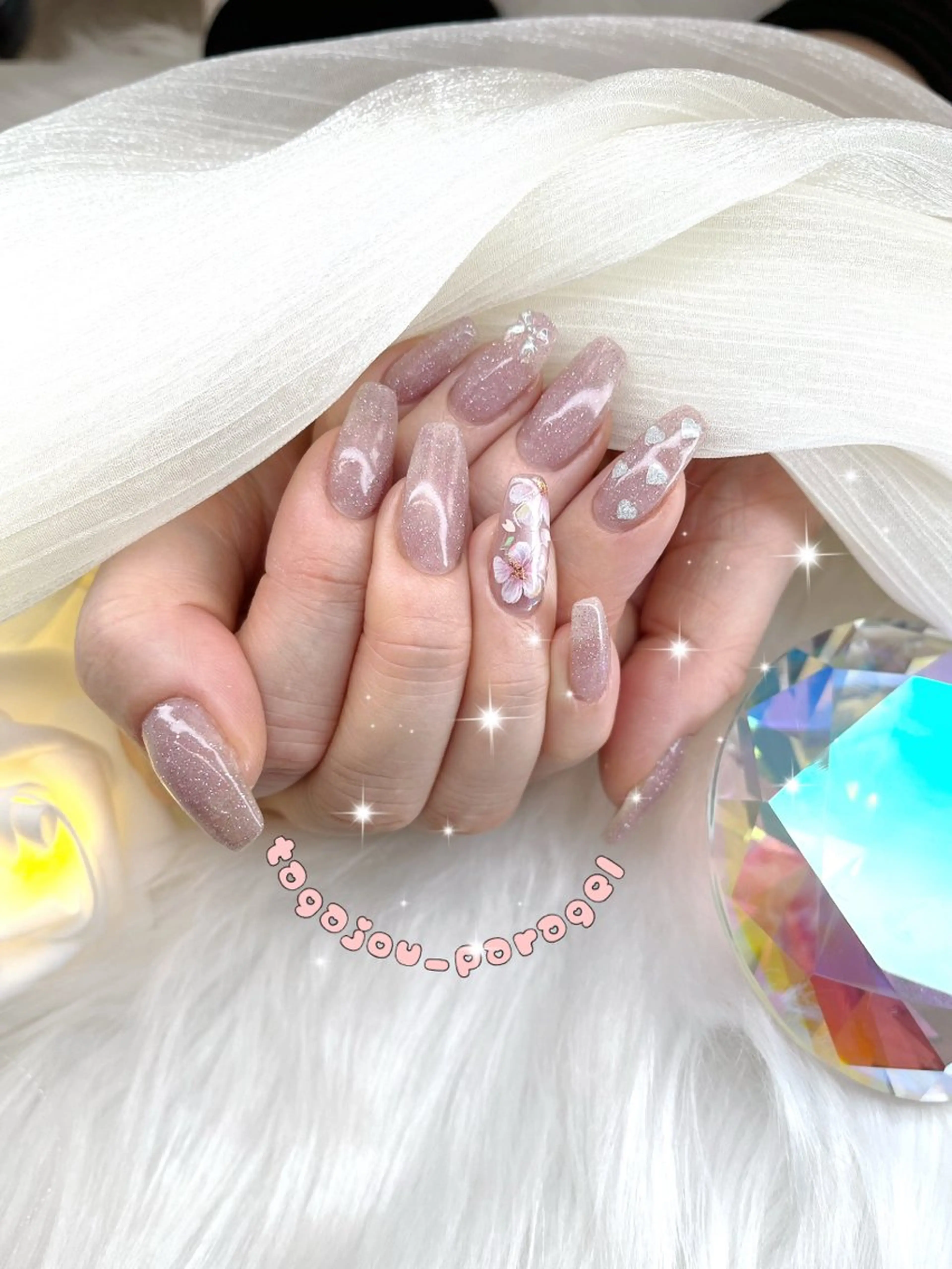 ネイル 桜ネイル フラッシュネイル 多賀城 パラジェルのネイルデザイン