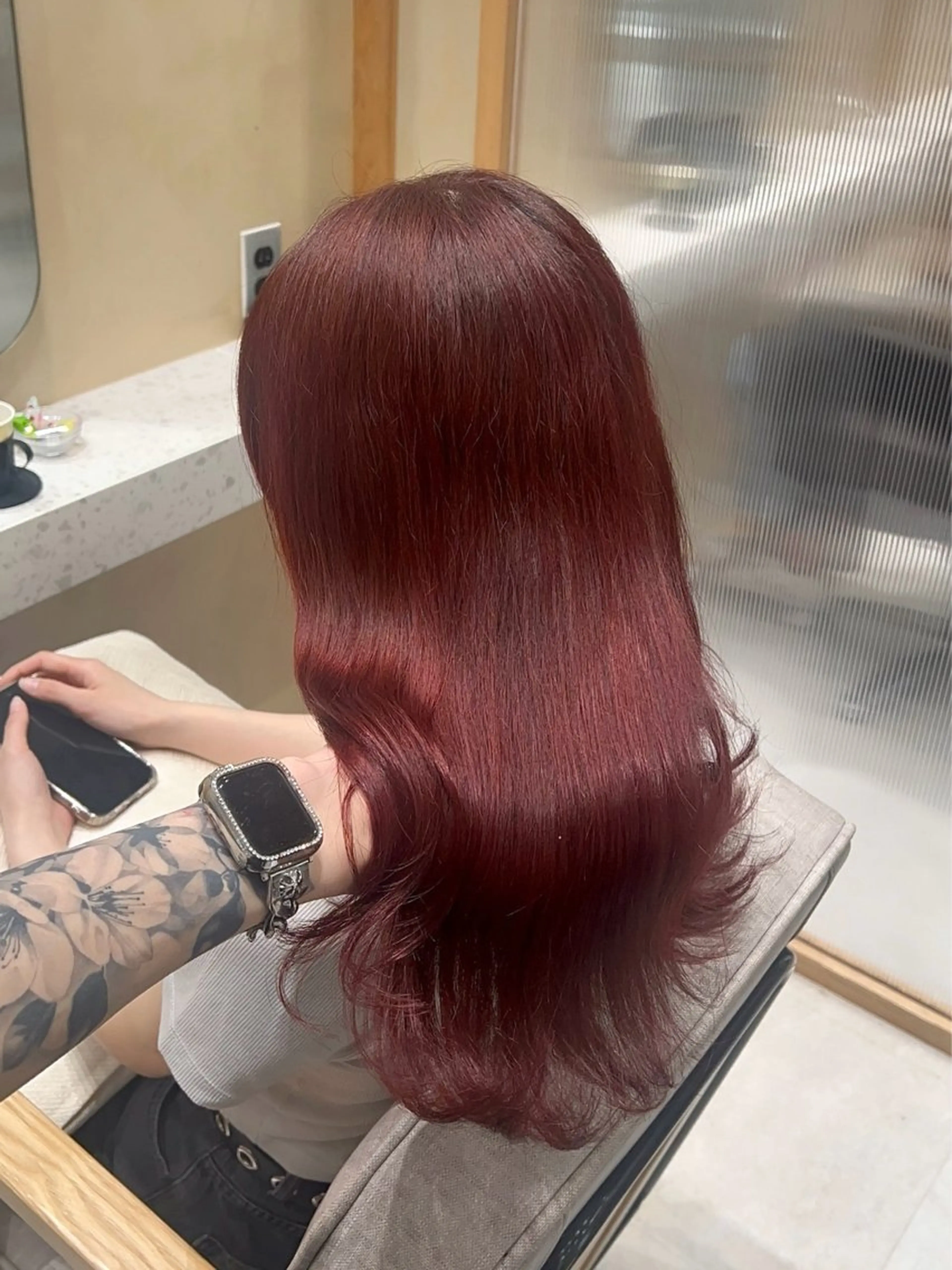 ロング ピンクブラウン ピンクラベンダー 顔周りカット 髪質改善 韓国風ヘア カット ヘアカラー トリートメント 💎髪質改善/艶髪 💎mizuki💎のヘアスタイル