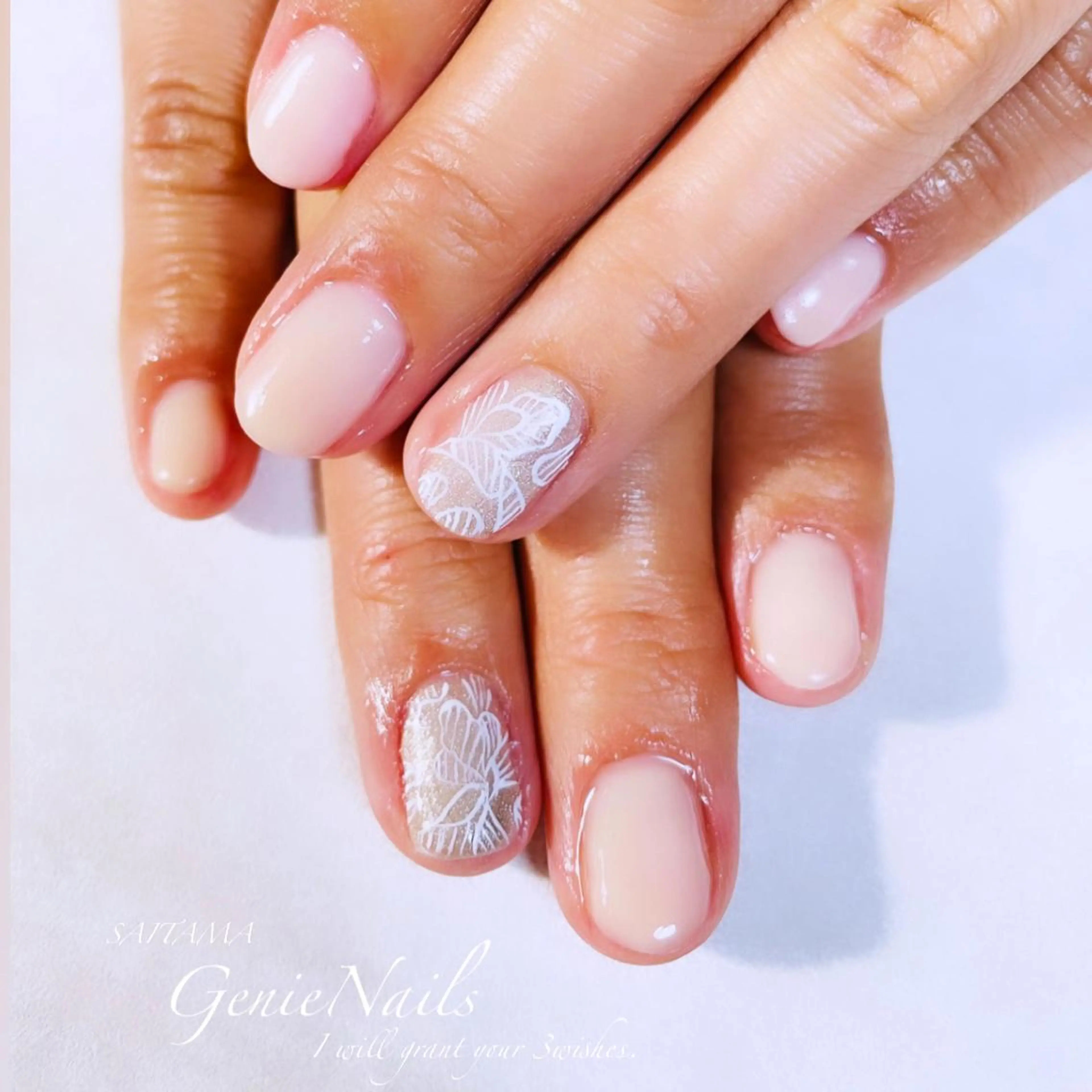 メンズ ネイル フットネイル ミラーネイル ニュアンスネイル ショートネイル Genie Nailsのネイルデザイン