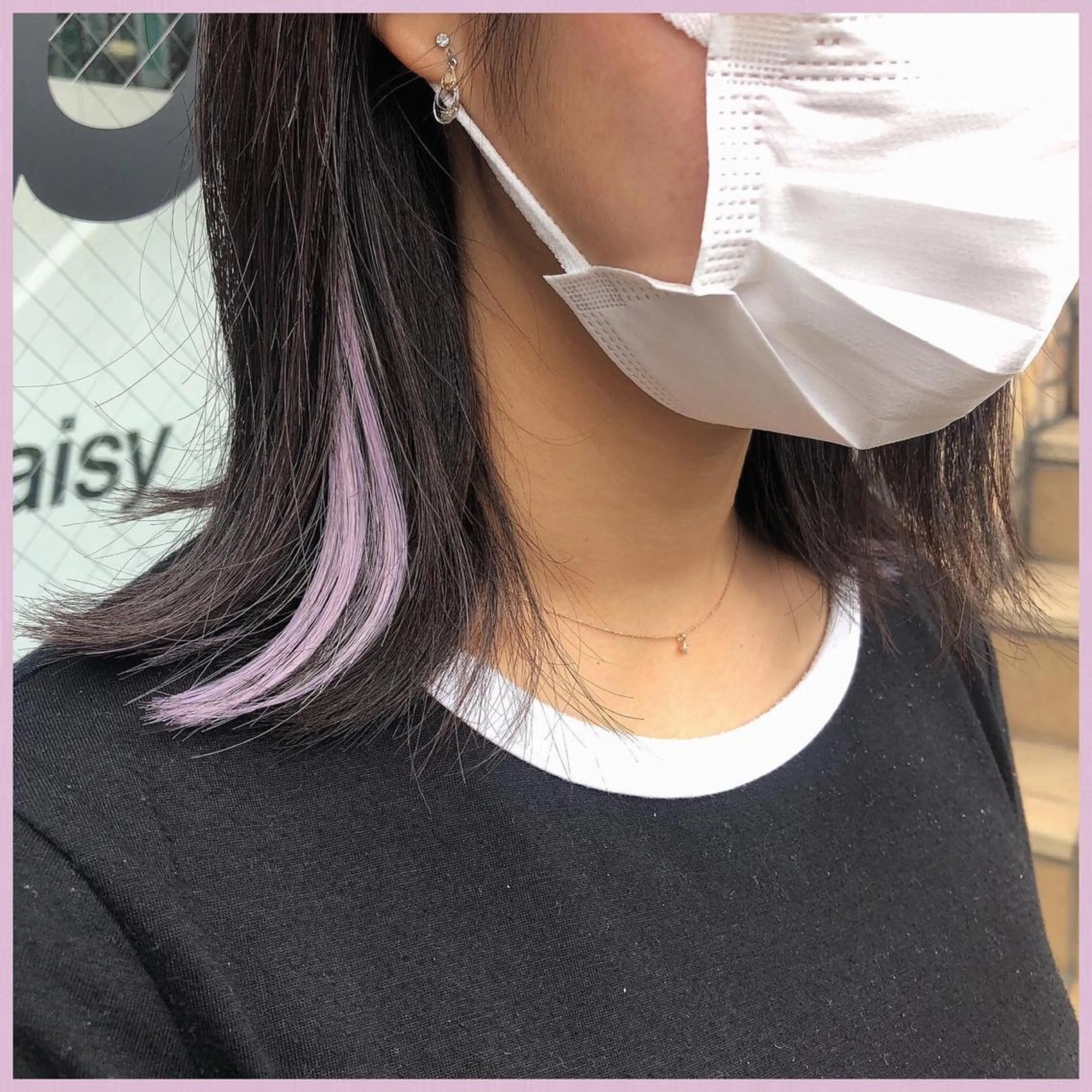 ミディアム カラー パーマ ヘアアレンジ 編み込みエクステ シールエクステ インナーカラー ラベンダーカラー ピンクカラー カット エクステ ヘアセット 八巻 晴香のヘアスタイル