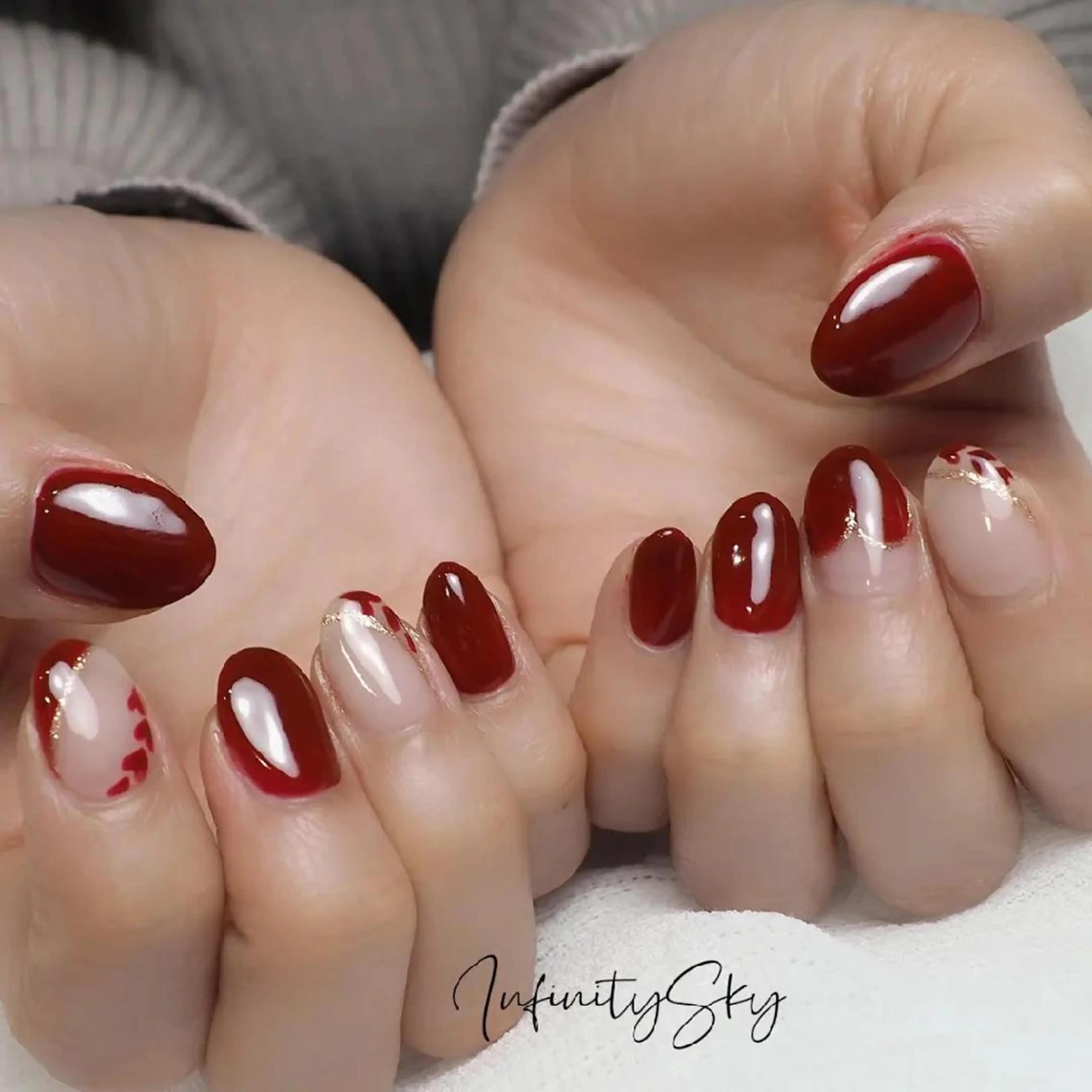 ネイル ハート バレンタイン infinity skyのネイルデザイン