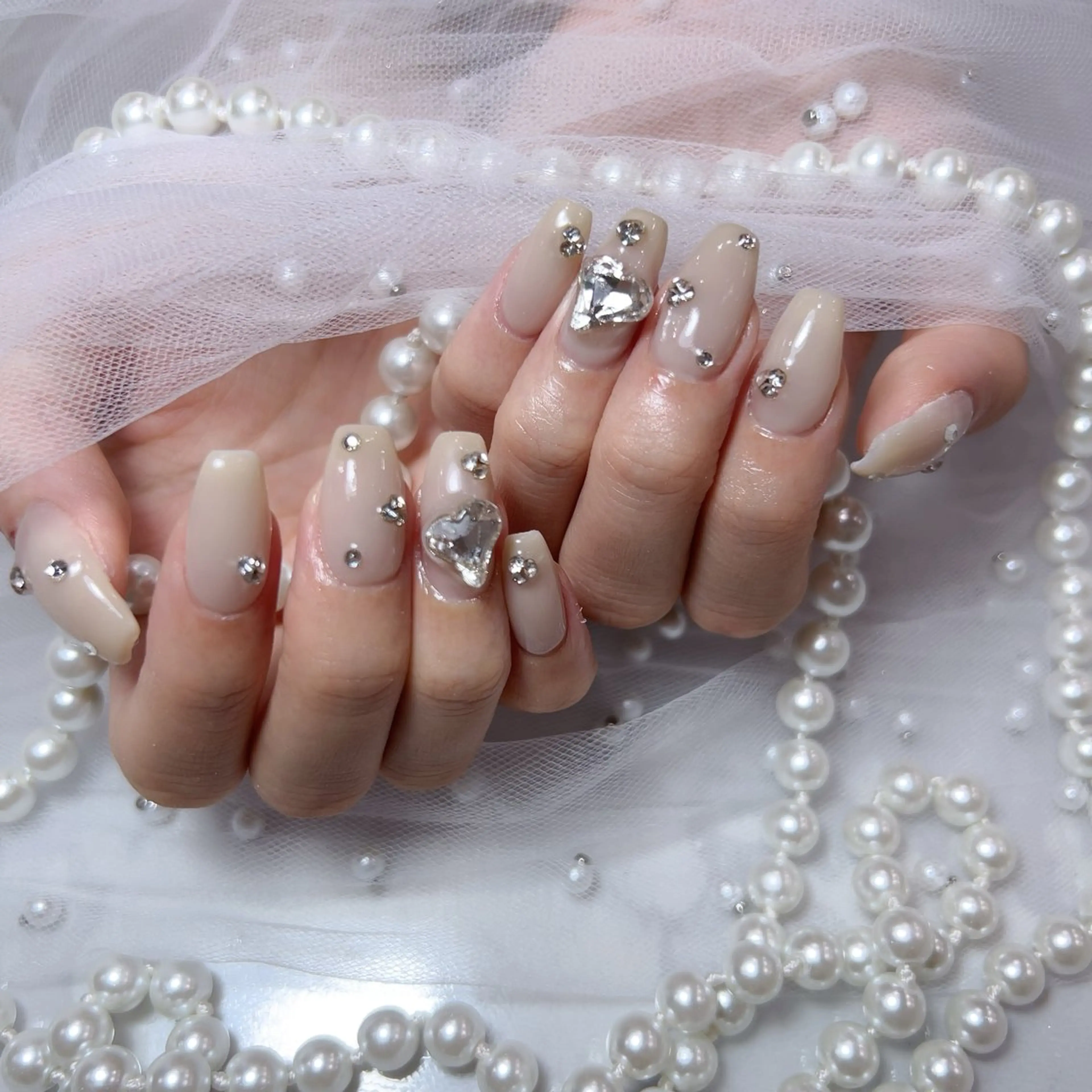 ネイル アートネイル フラッシュネイル フレンチネイル ジェルネイル ガラスフレンチ ハンドネイル You&Me Yukiのネイルデザイン