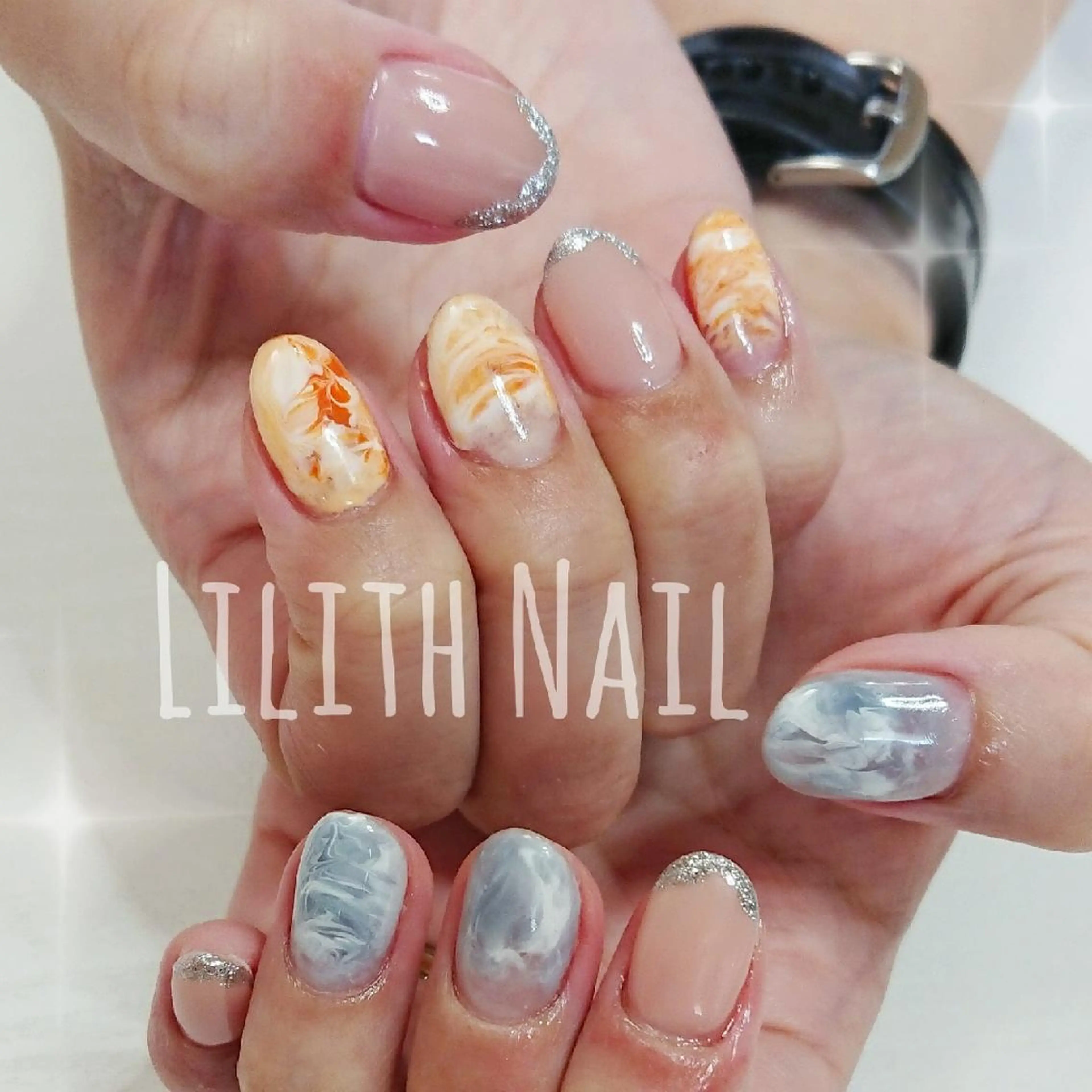 ネイル 大理石ネイル(マーブル) ニュアンスネイル ハンドネイル Lilith Nailのネイルデザイン