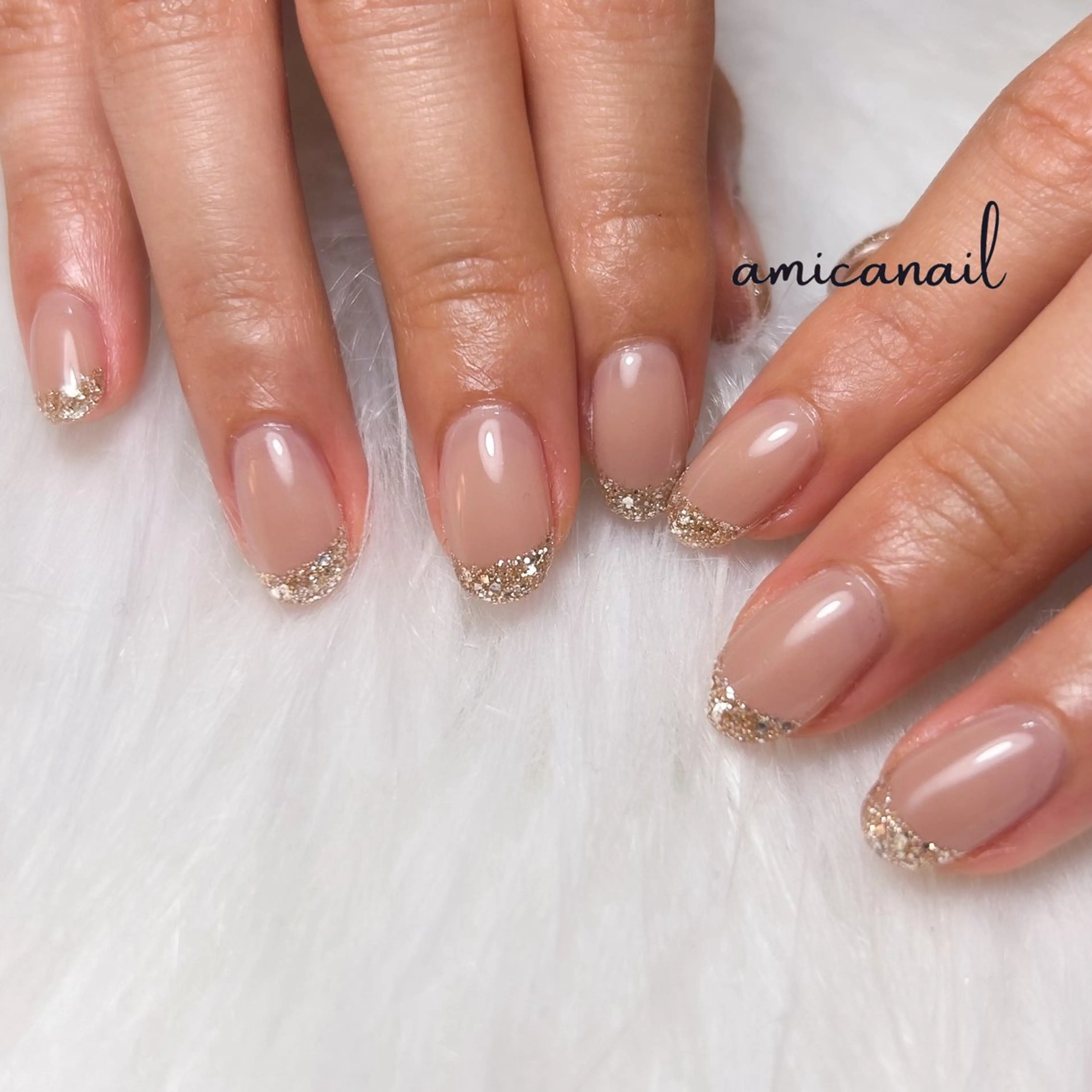 ネイル フレンチネイル ラメ(グリッター) ハンドネイル _amica nail_のネイルデザイン
