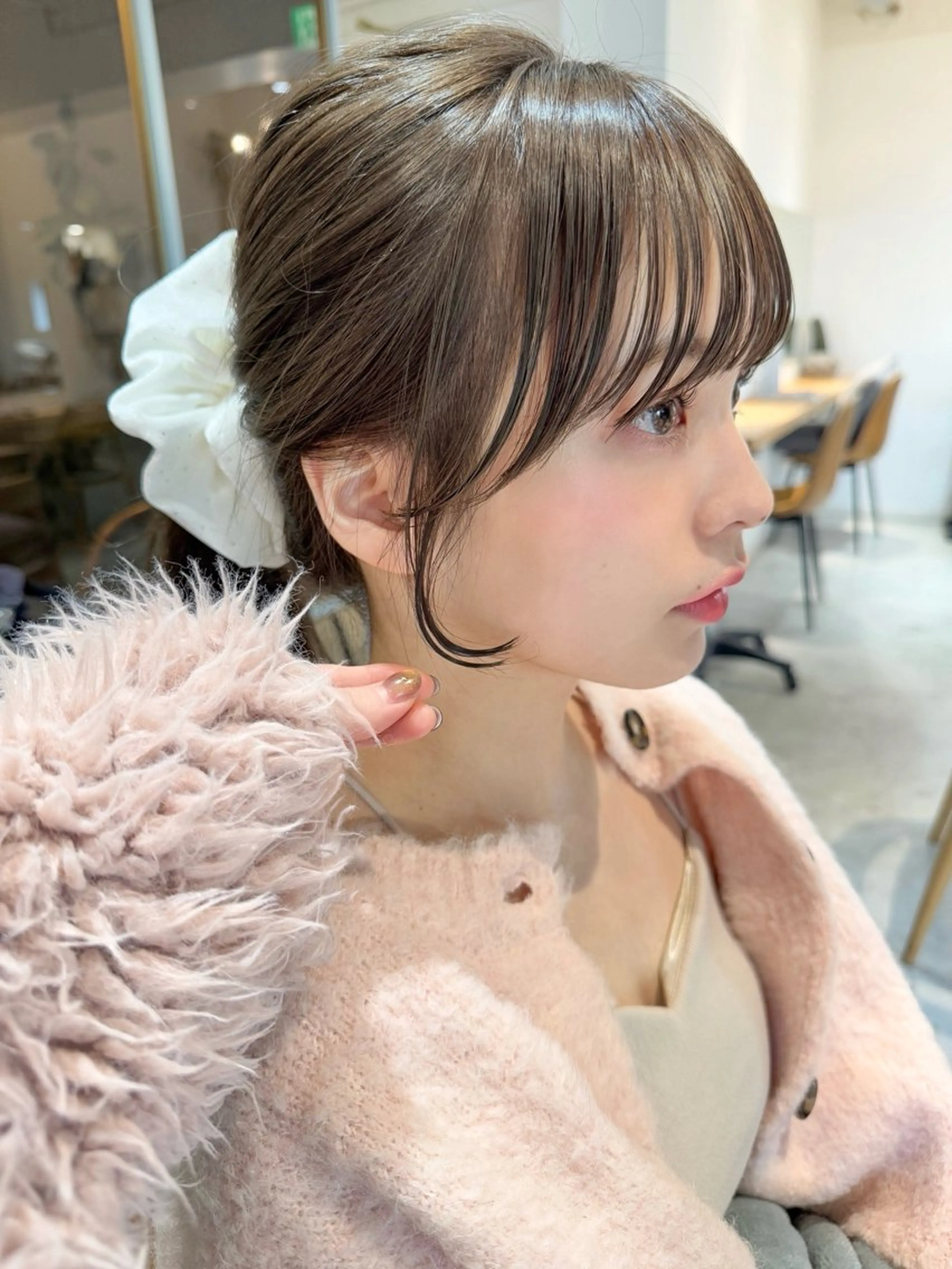 ミディアム サイドバング 小顔カット カット ヘアカラー トリートメント 透明感カラー/ mizukiのヘアスタイル