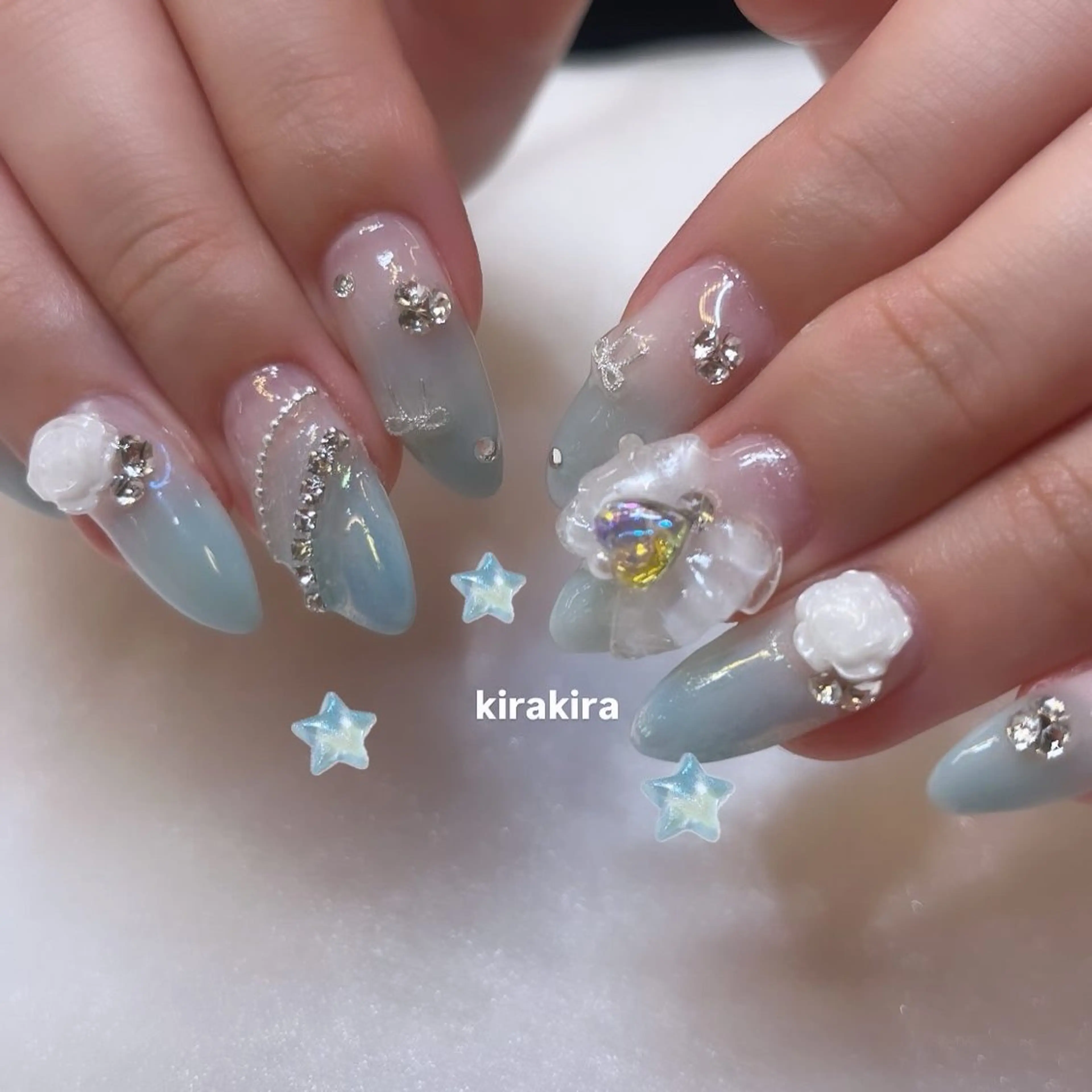ネイル ブルー グラデーション ハンドネイル Ibuki 🎀仙台パルコ🎀のマツエク・マツパデザイン
