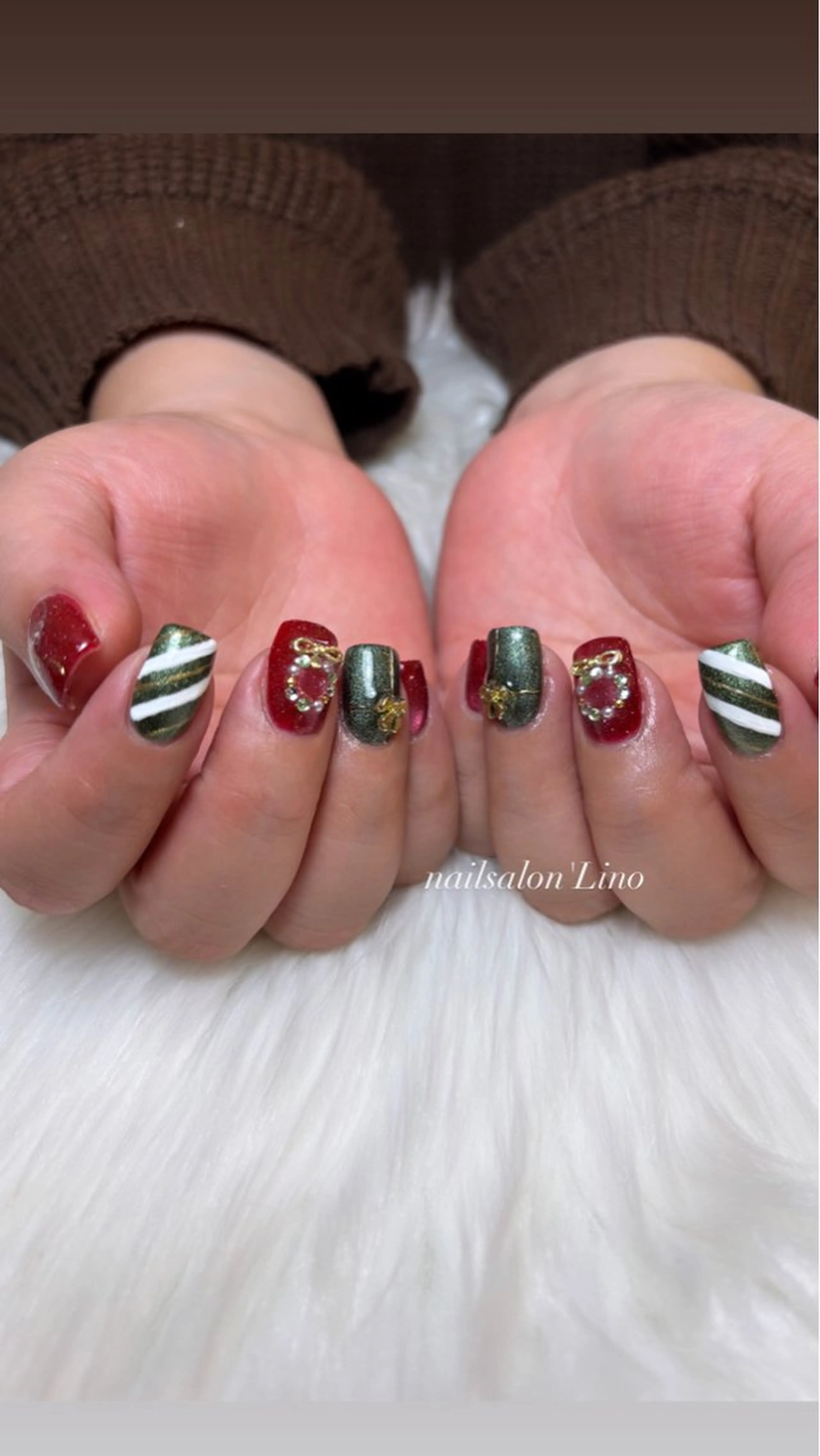 ネイル 冬ネイル クリスマス ハンドネイル Lino𓂃⟡.· Chizuruのネイルデザイン