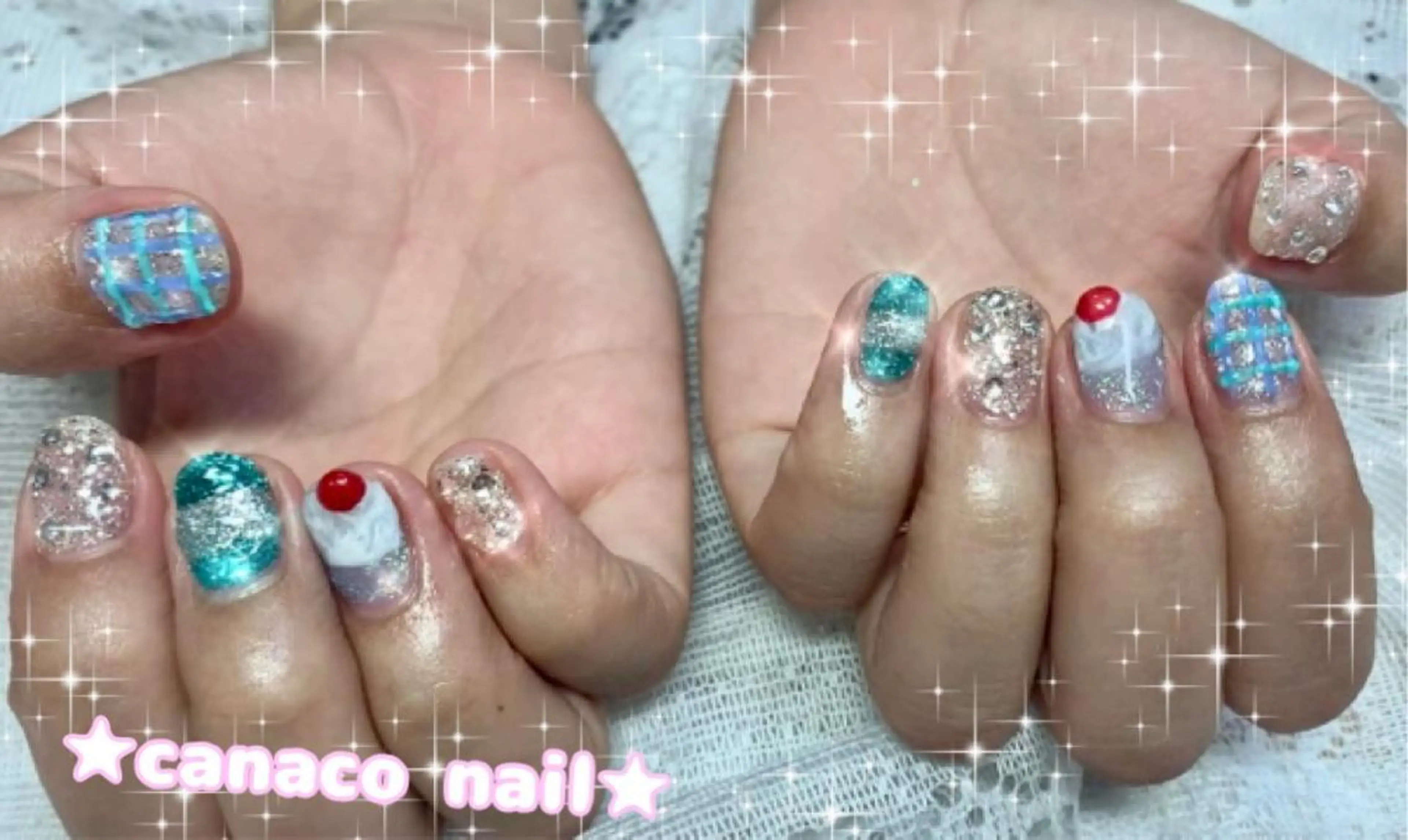 ネイル アートネイル ジェルネイル 韓国ネイル パラジェル ストーンネイル Felice所属・ベテランネイル cnc  nailのネイルデザイン