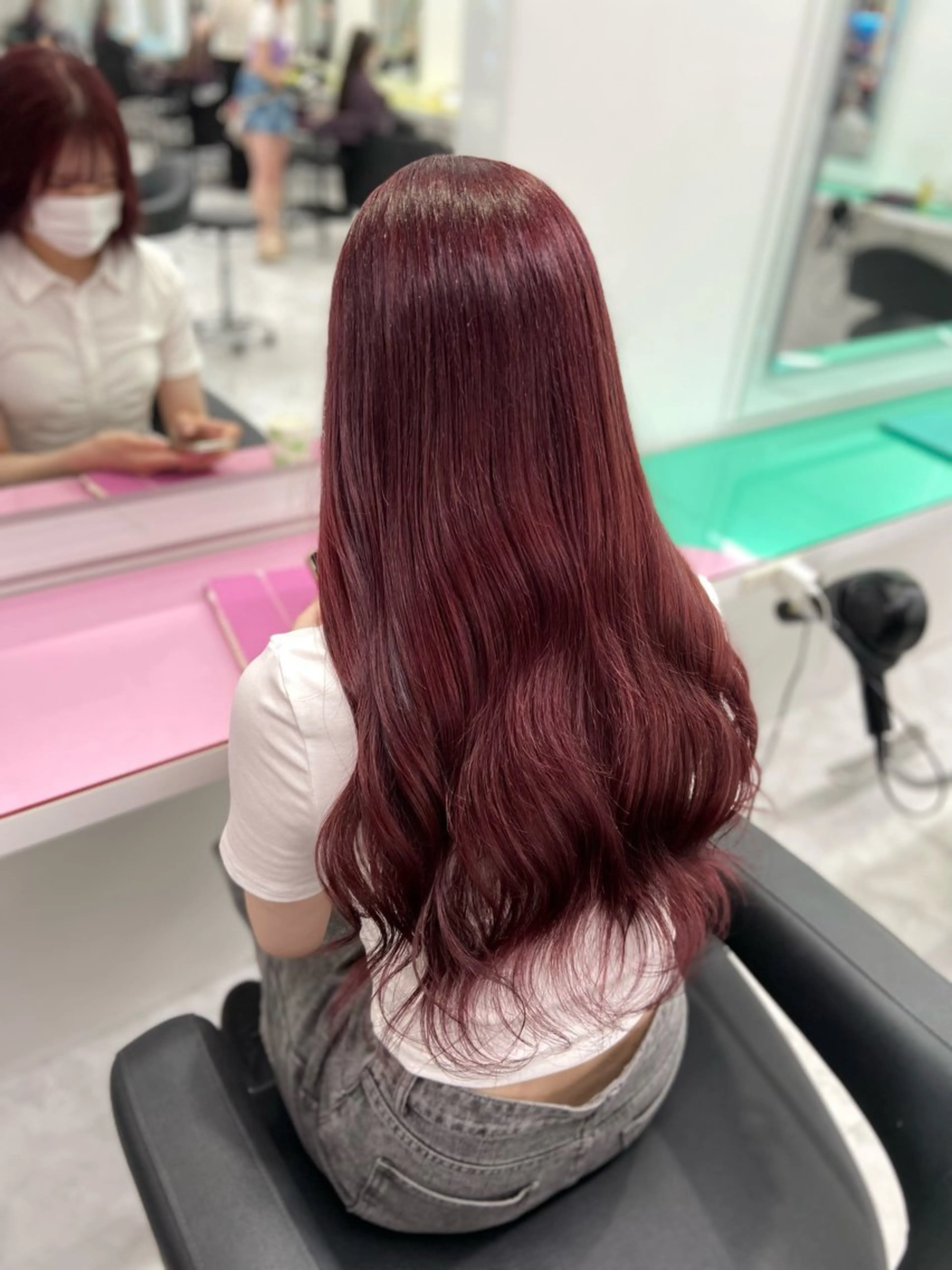 ロング カラー ヘアカラー トリートメント ヘアセット ワインレッド 🍒KAHOのヘアスタイル