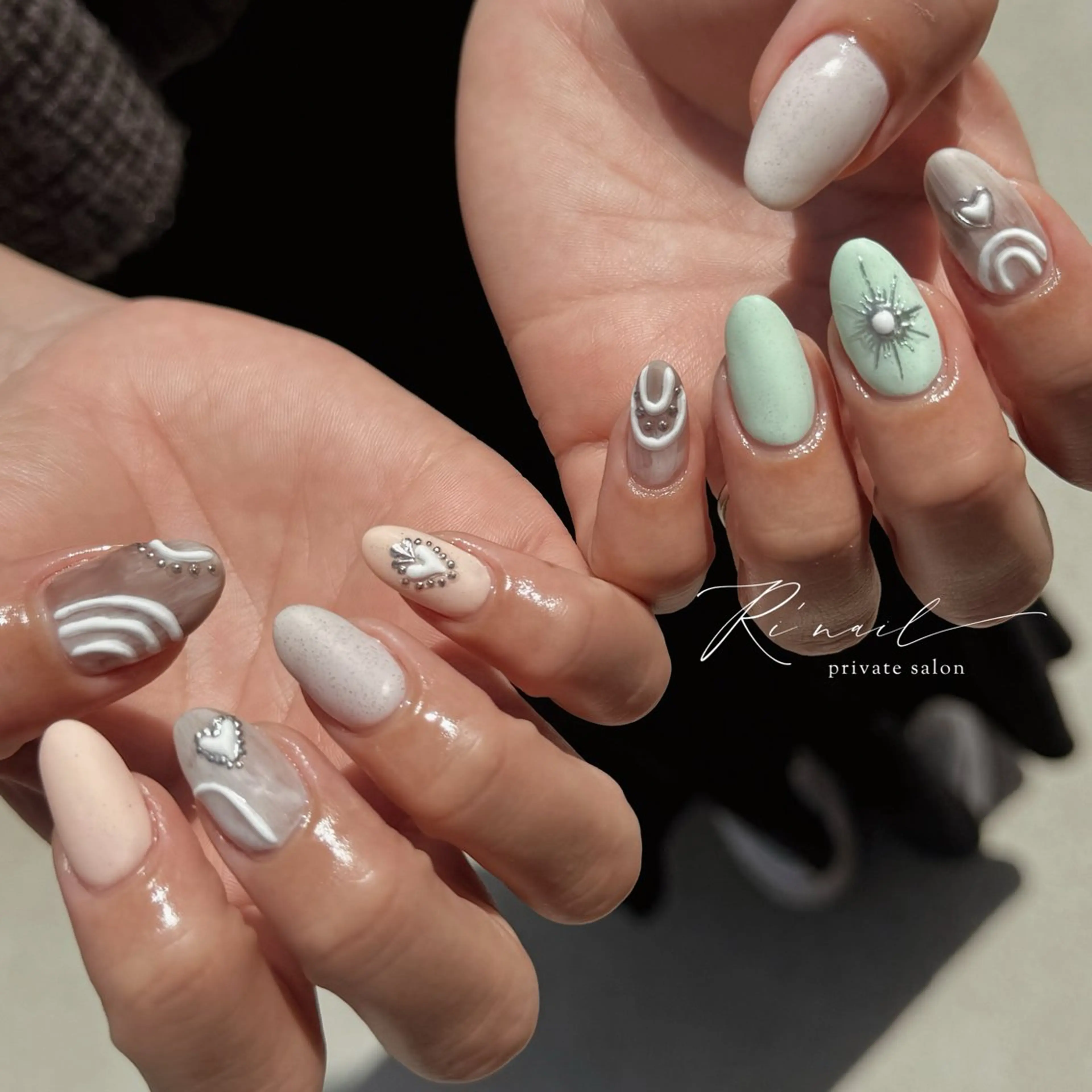 ネイル アートネイル ハート ニュアンスネイル パステルネイル ISHIWATA LINAのネイルデザイン