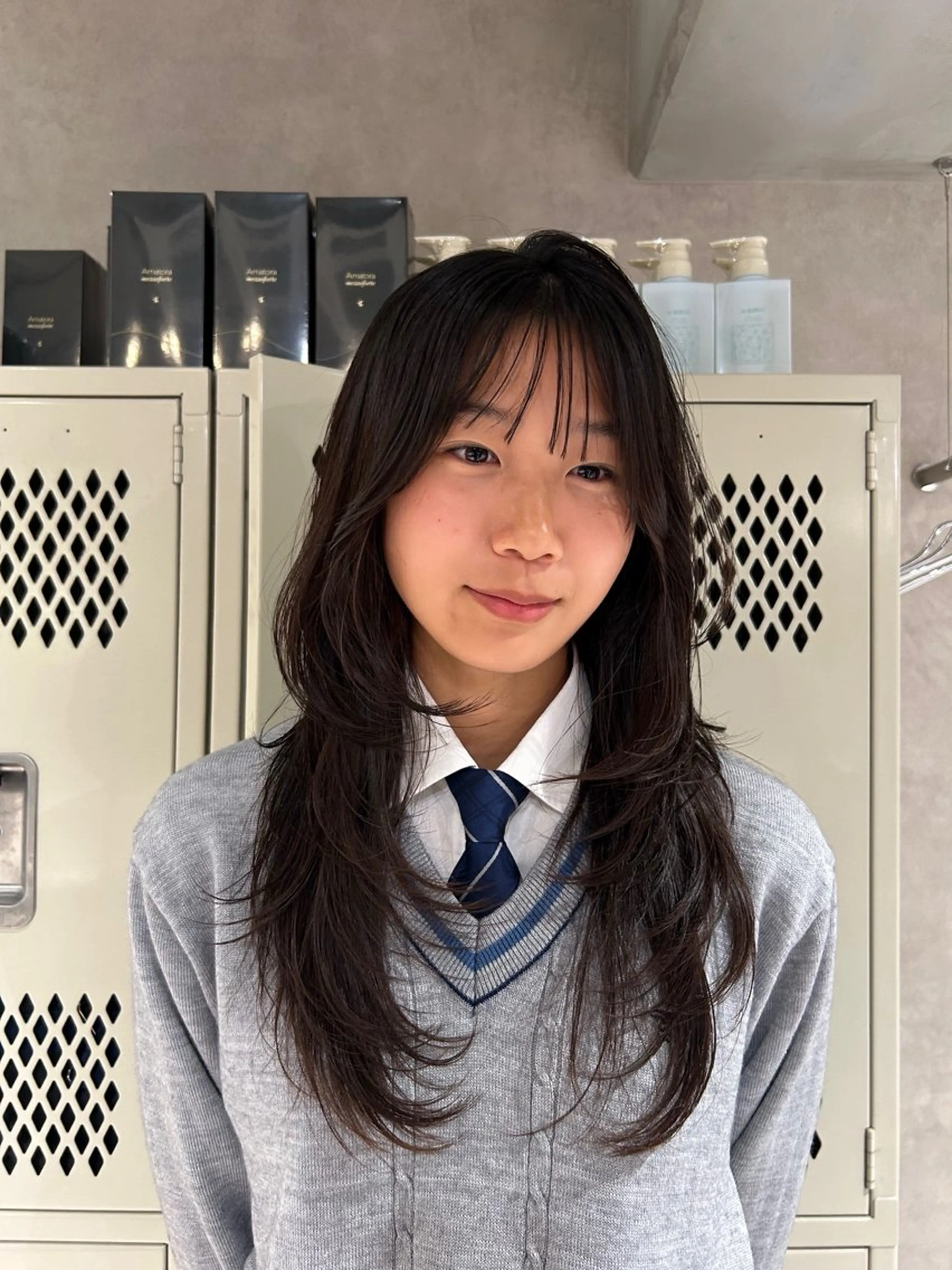 セミロング ハイレイヤー レイヤーカット カット ayano🍒パーマ 暖色カラーのヘアスタイル