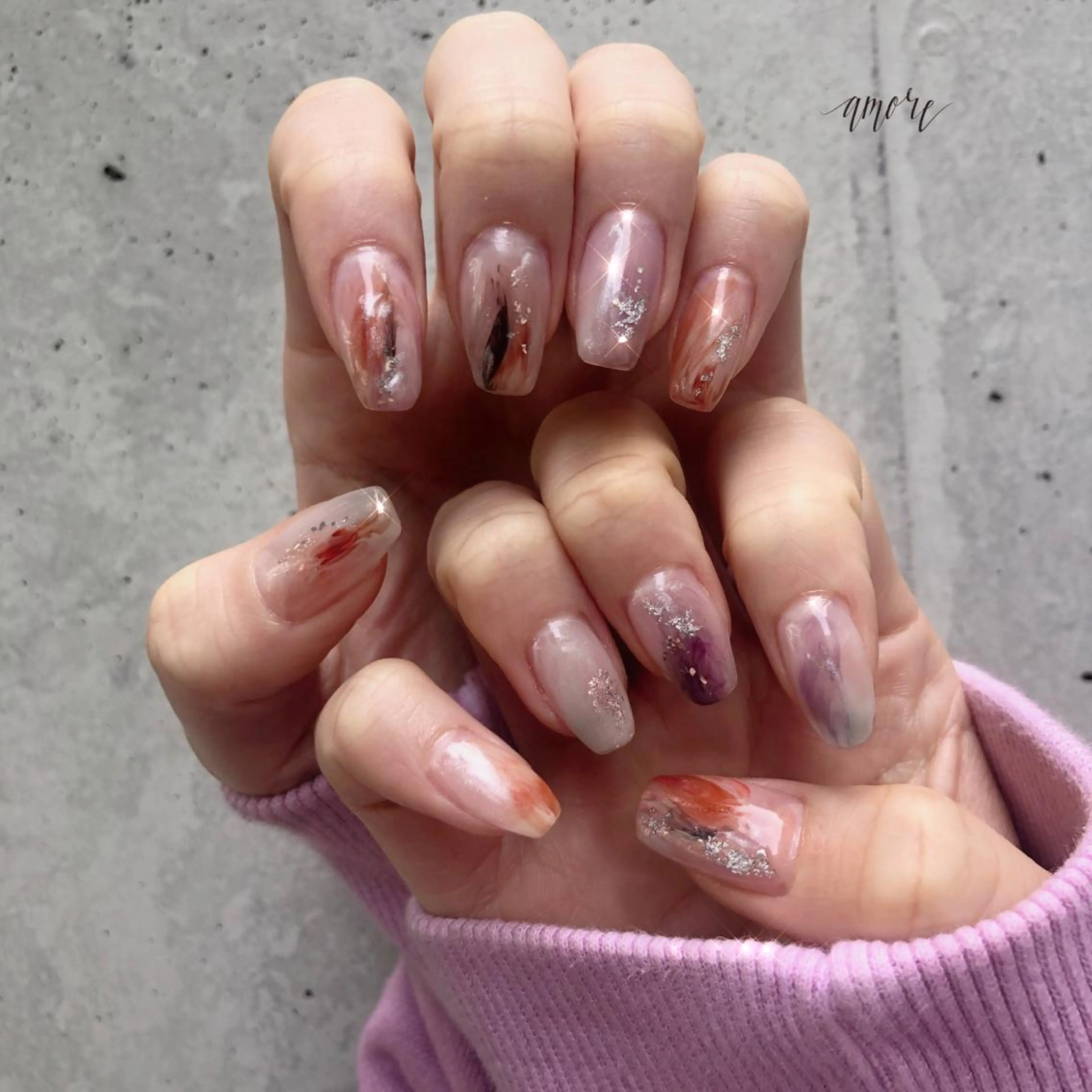 ネイル ジェルネイル ミラーネイル ニュアンスネイル スカルプネイル 春ネイル You kyehwaのネイルデザイン