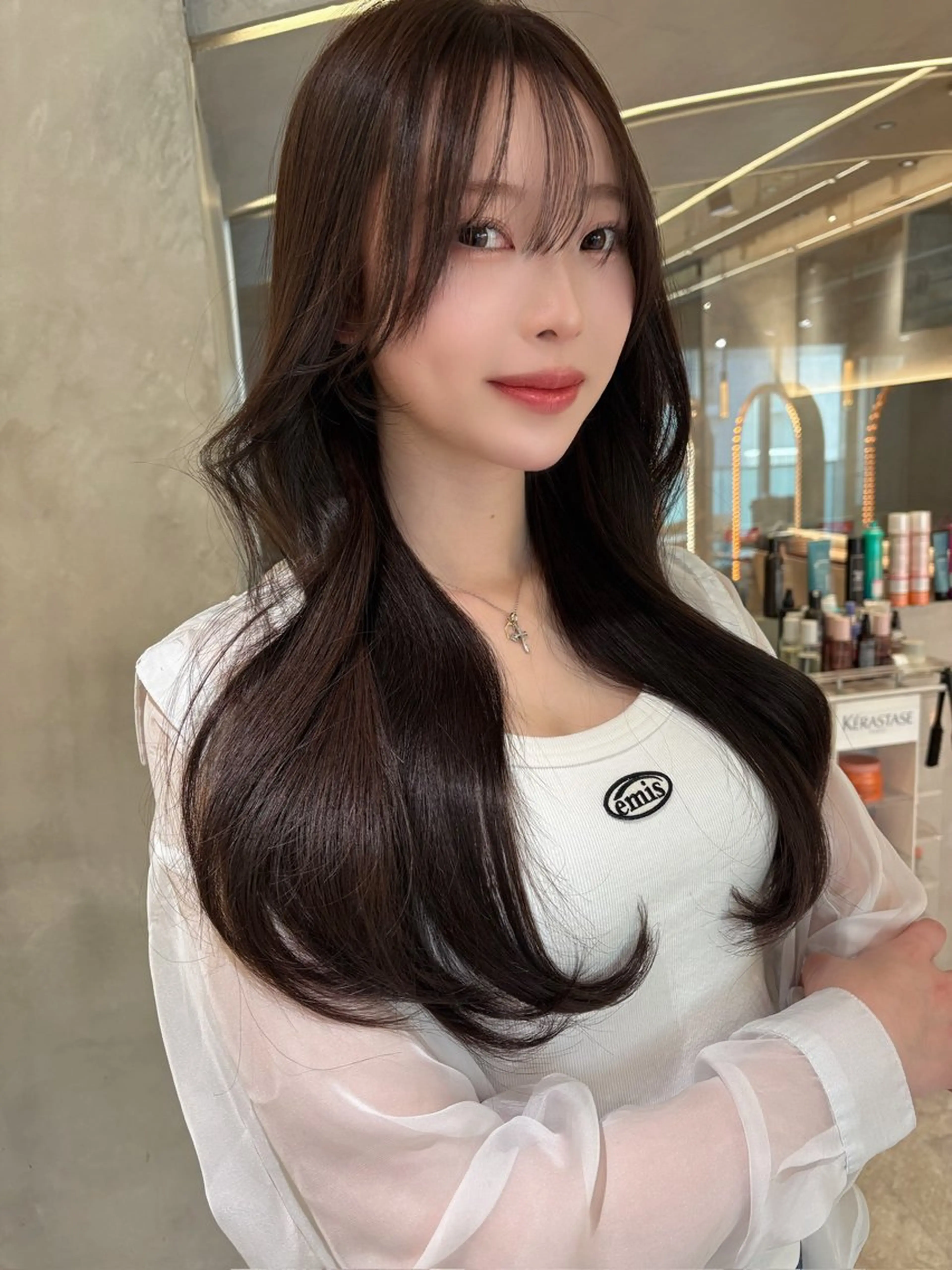 ロング カラー パーマ カット ヘアカラー トリートメント 髪質改善　ANFINI 仙台所属・仙台Ｉ韓国レイヤー Ｉ髪質改善Ｉ伊藤拓海のヘアスタイル