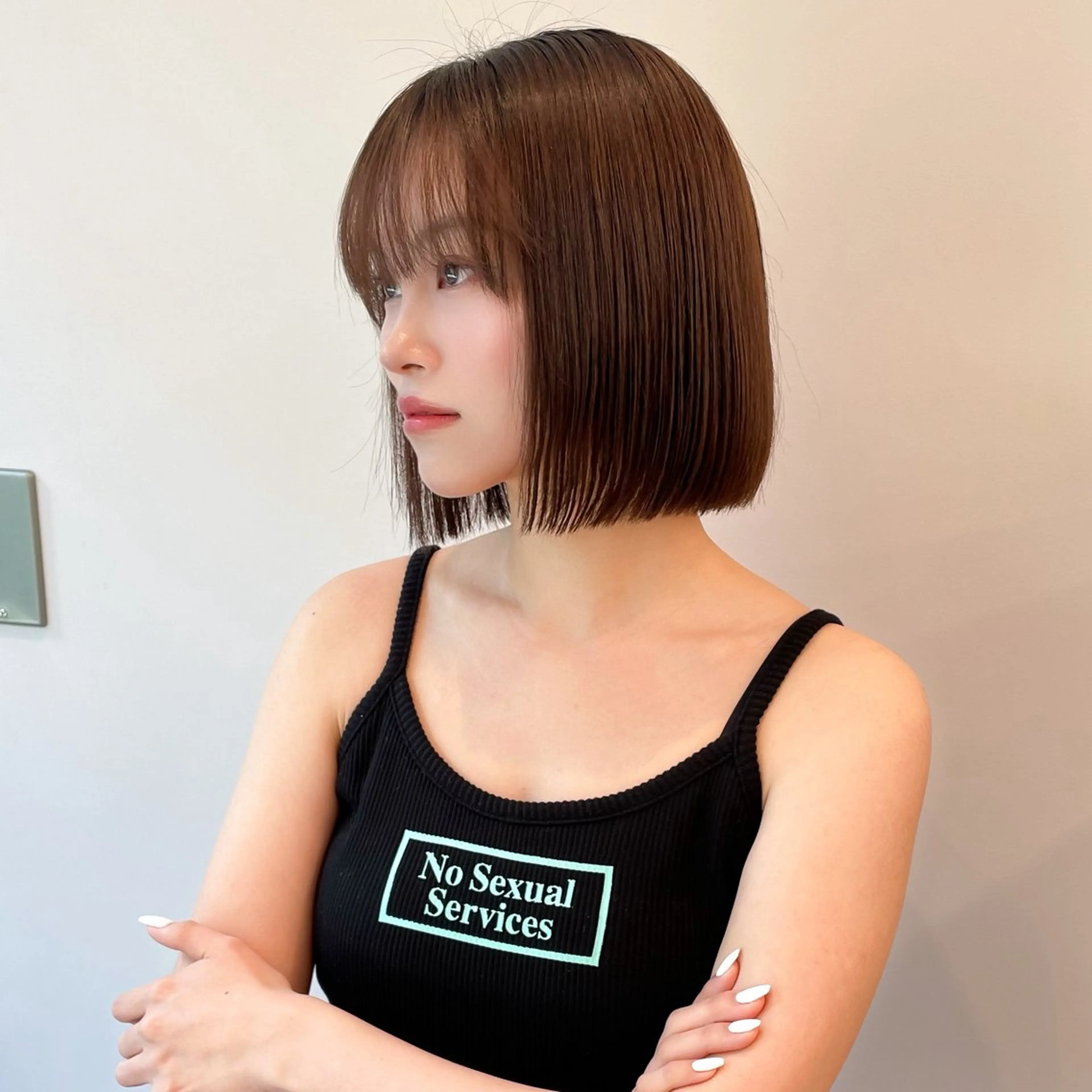 ショート カラー カット ヘアカラー トリートメント ストンボブ/レイヤー 艶カラー💎ヒデジのヘアスタイル