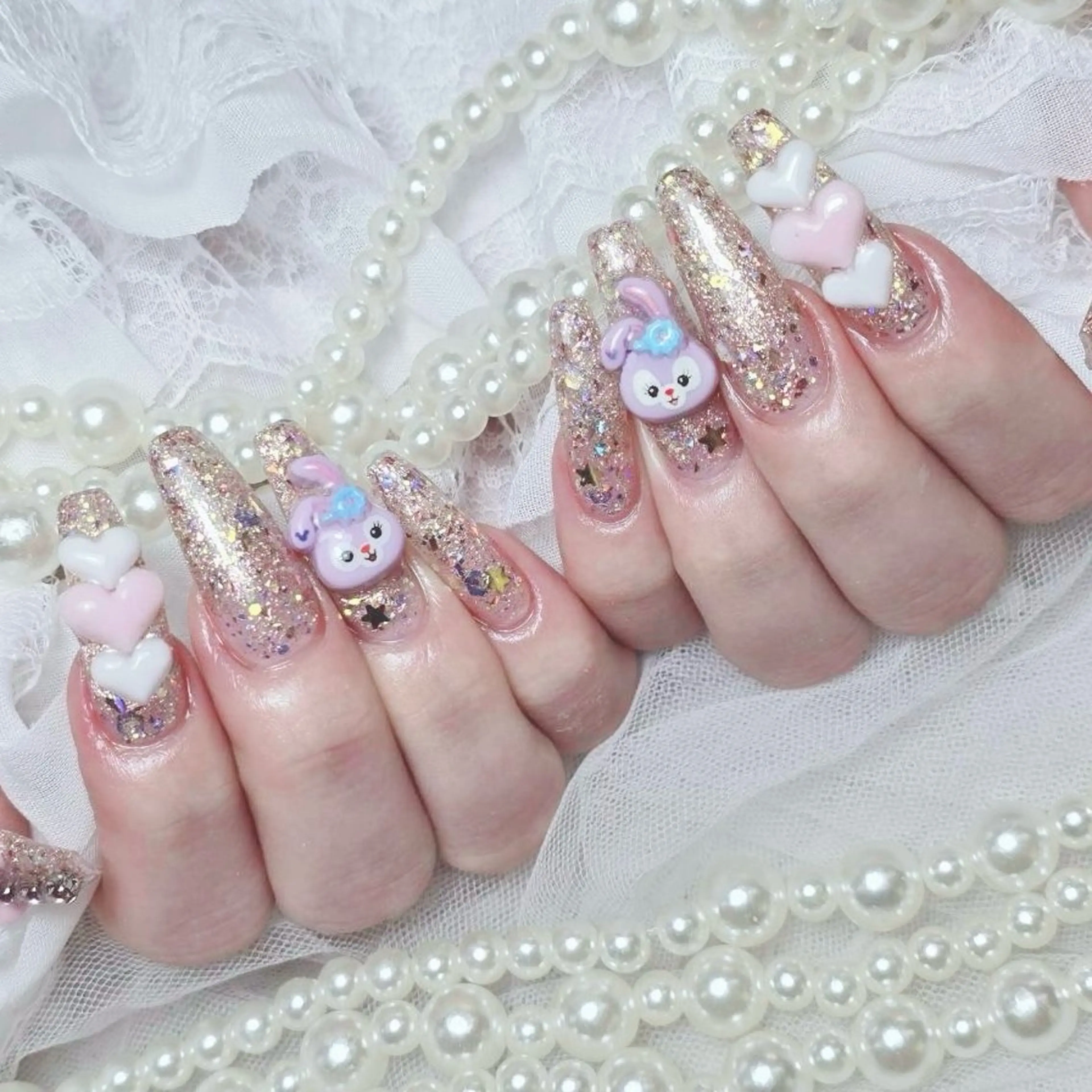 ネイル キラキラネイル 春ネイル ハンドネイル Nail lieNのネイルデザイン