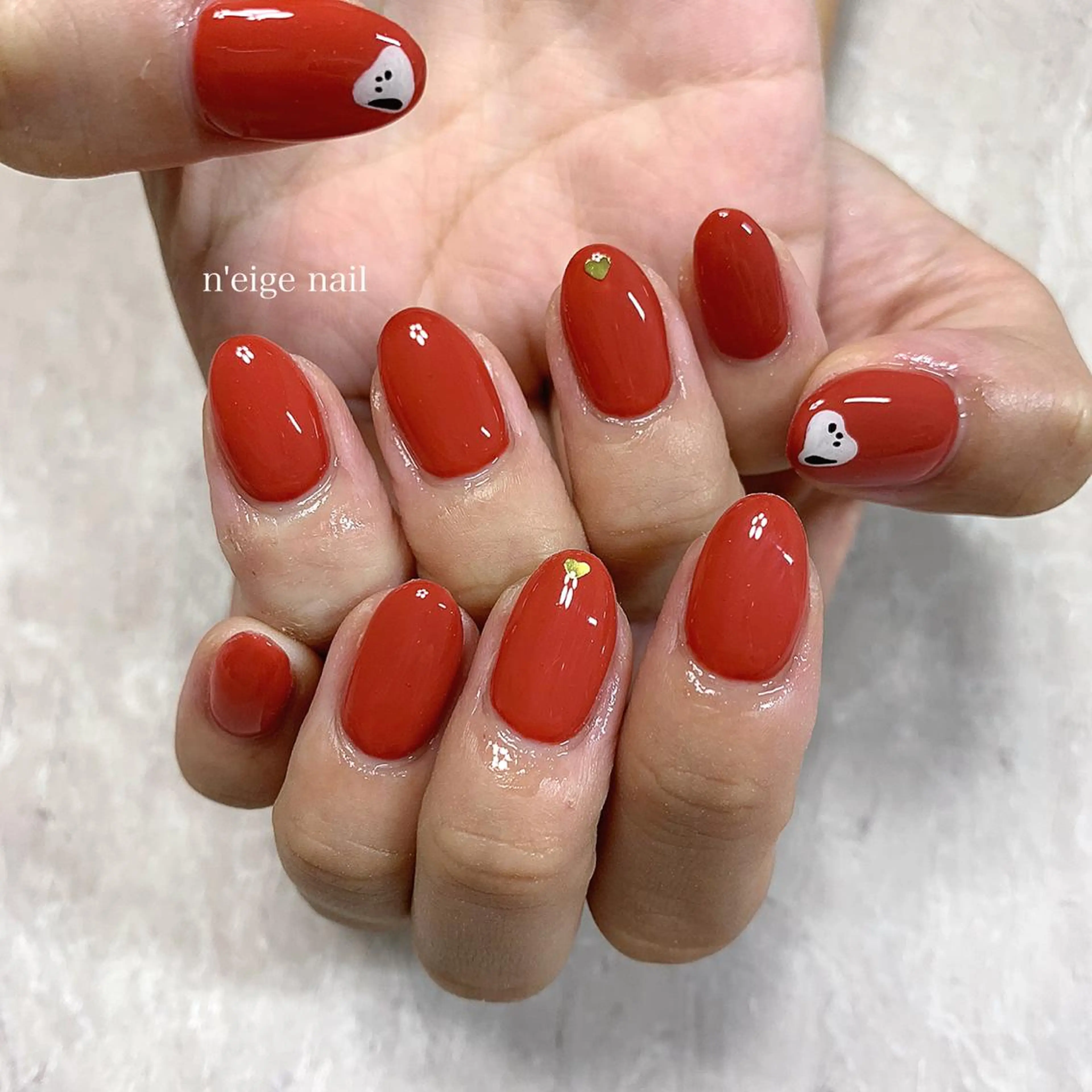 ネイル アートネイル ハート キラキラネイル 韓国ネイル ニュアンスネイル n'eige nail所属・大谷 綾香のネイルデザイン