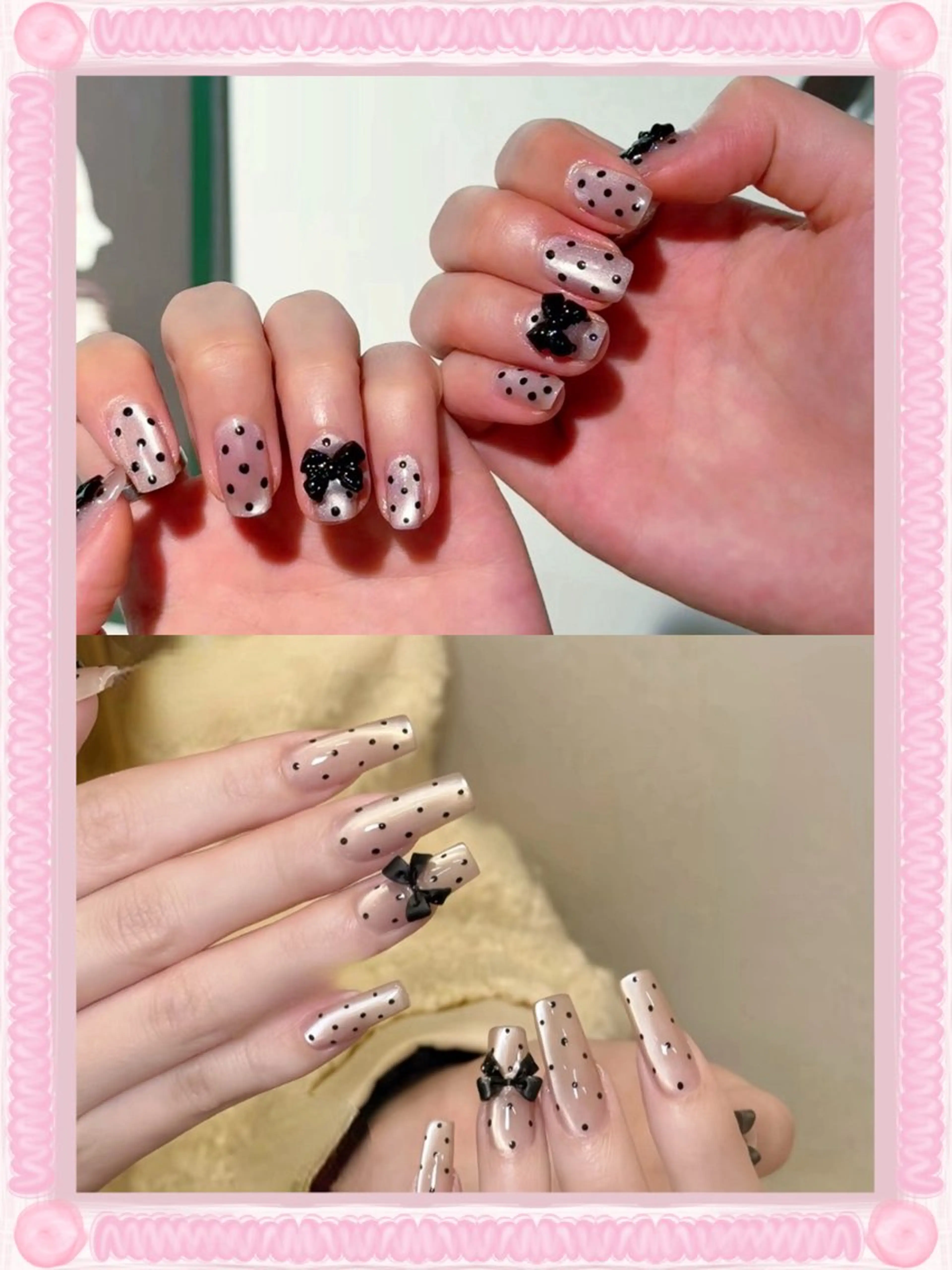 🉐大人気🔥💅ドットマグネットネイル¥6300（10本までドット入り+リボンパーツ2個付け）（ソフトジェルオフ無料）の写真