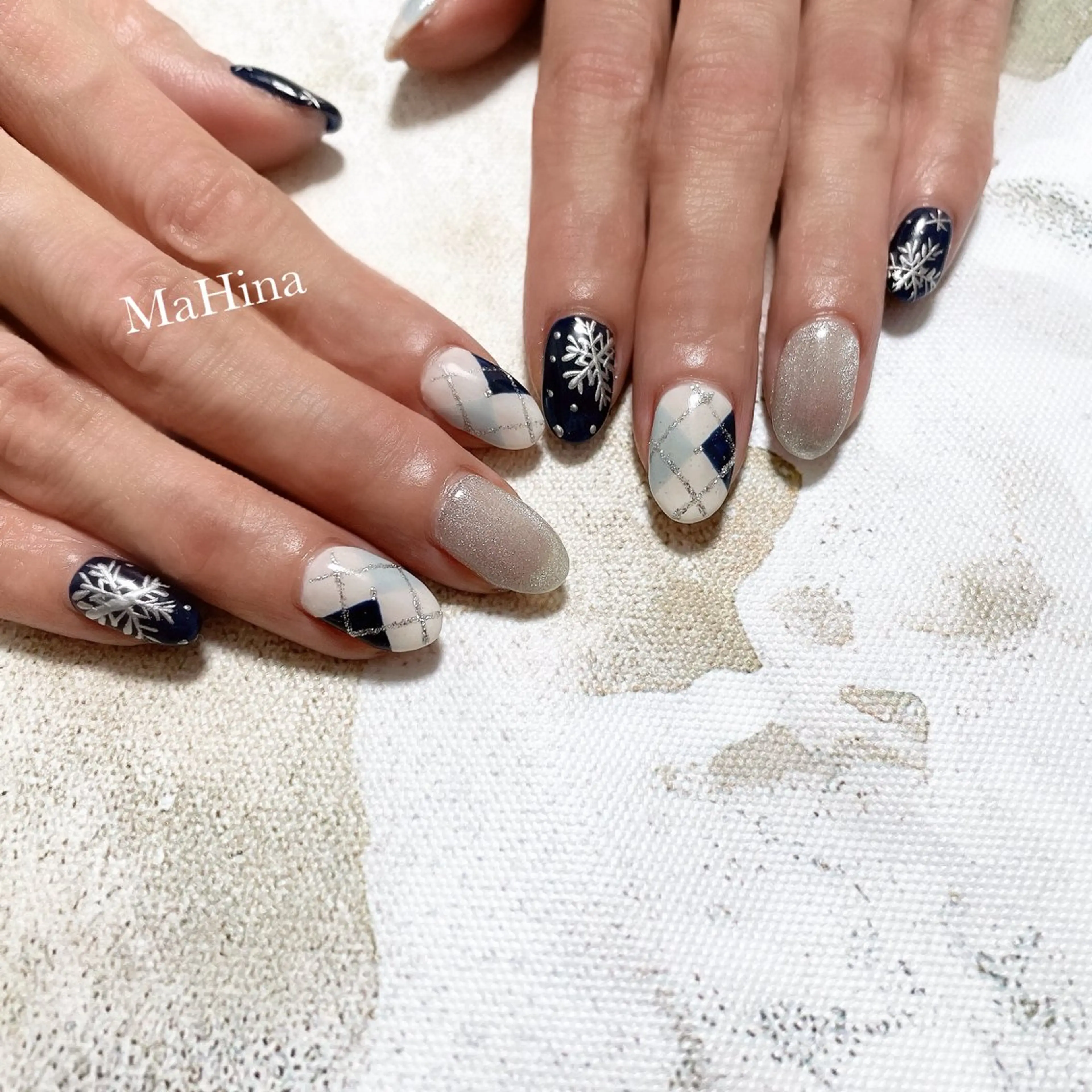 ネイル アートネイル ネイビー ハンドネイル Healing Salon...MaHina(マヒナ)所属・MaHina🌙 salonのネイルデザイン